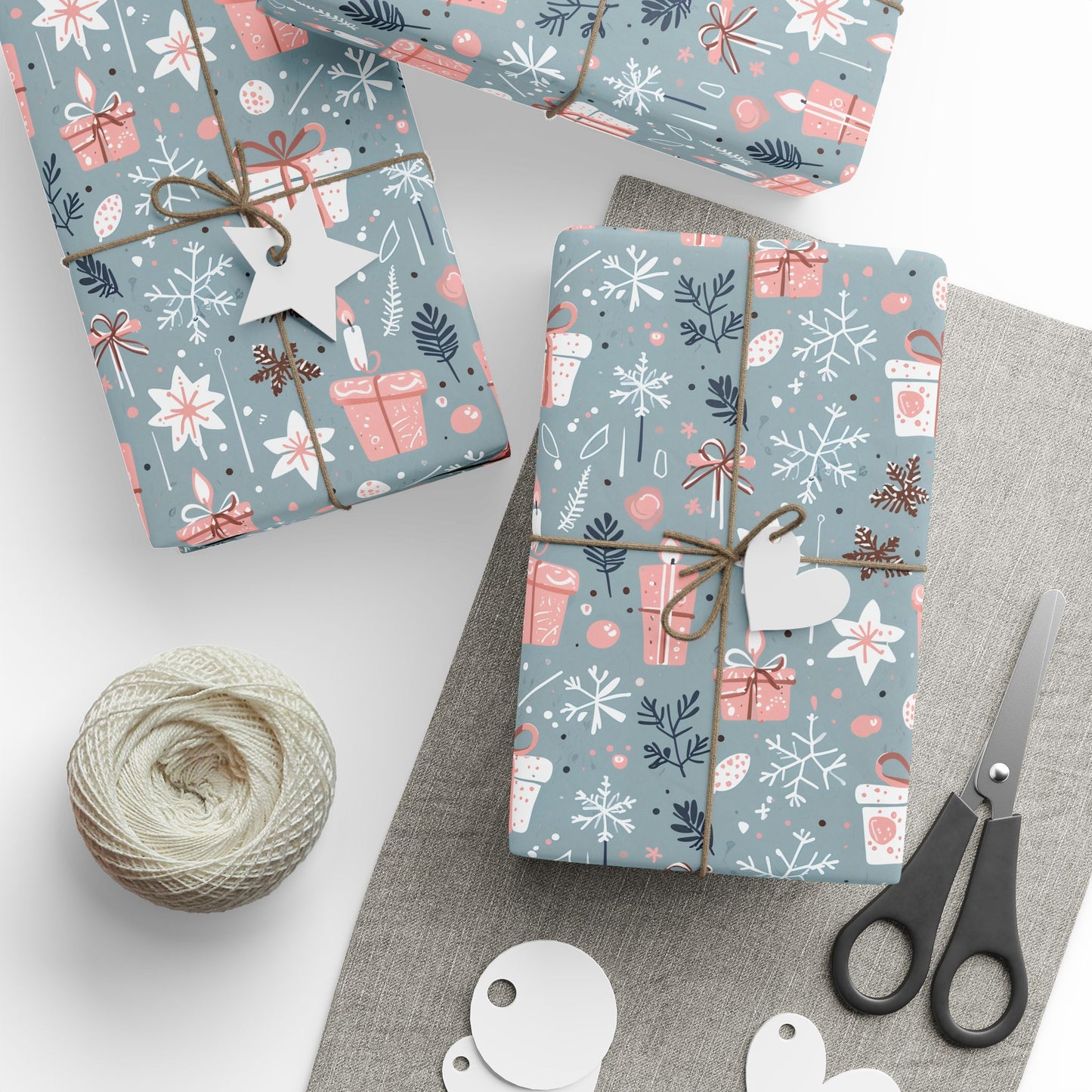 Whimsical Pink & Blue Holiday Wrapping Papers