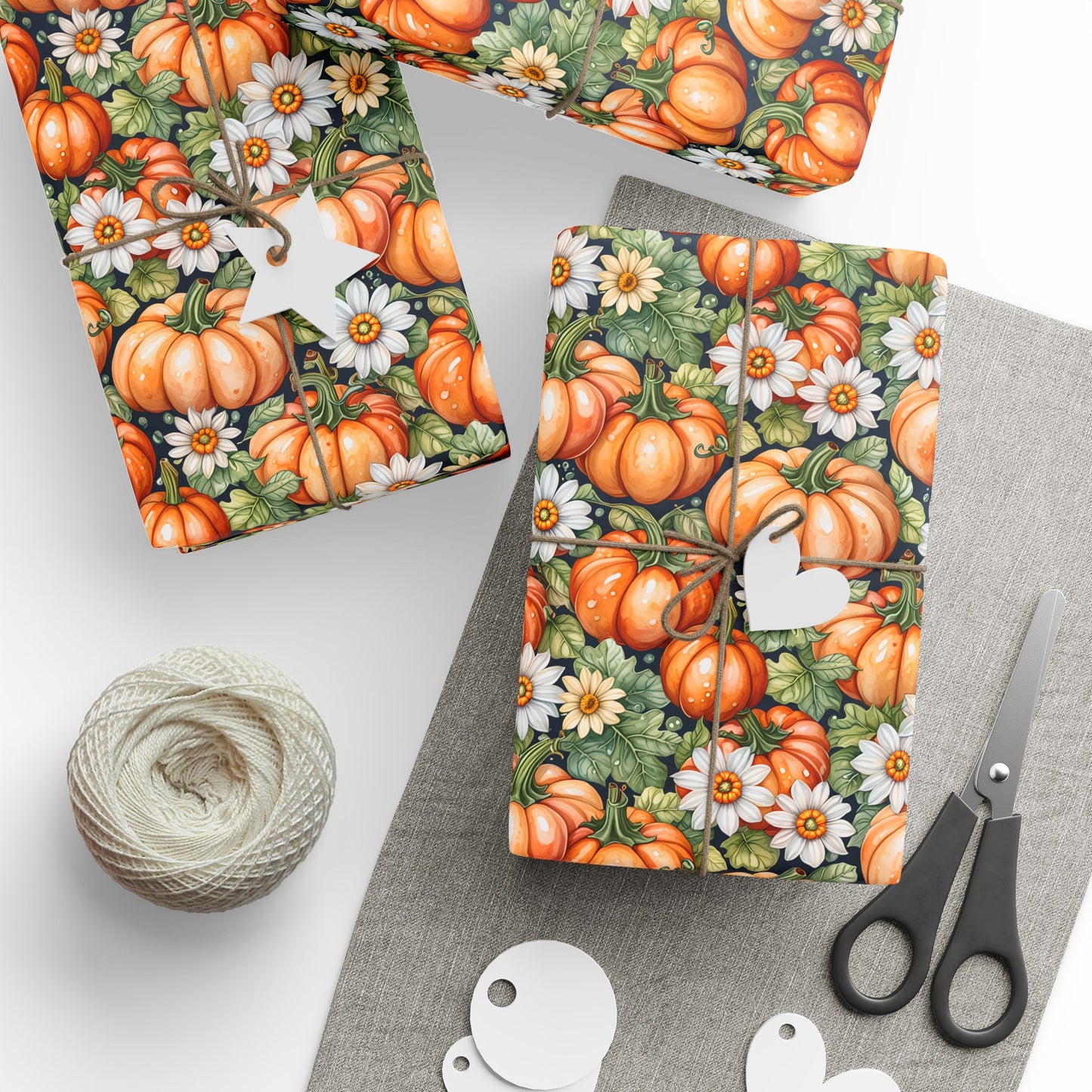 Pumpkin Patch Chic – Autumn Floral Pumpkin Wrapping Paper