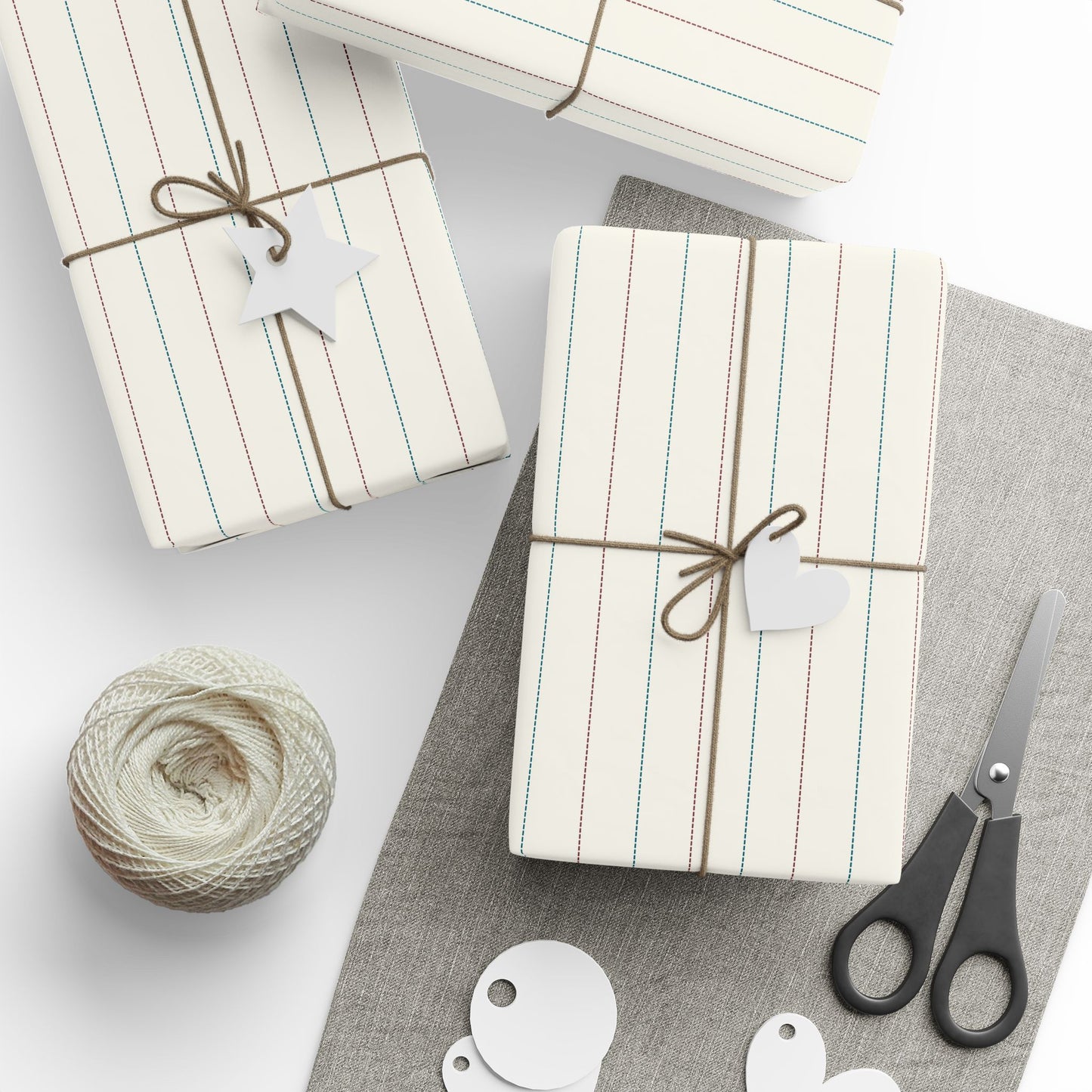 Elegant Stripe Wrapping Paper (cream, red, blue)