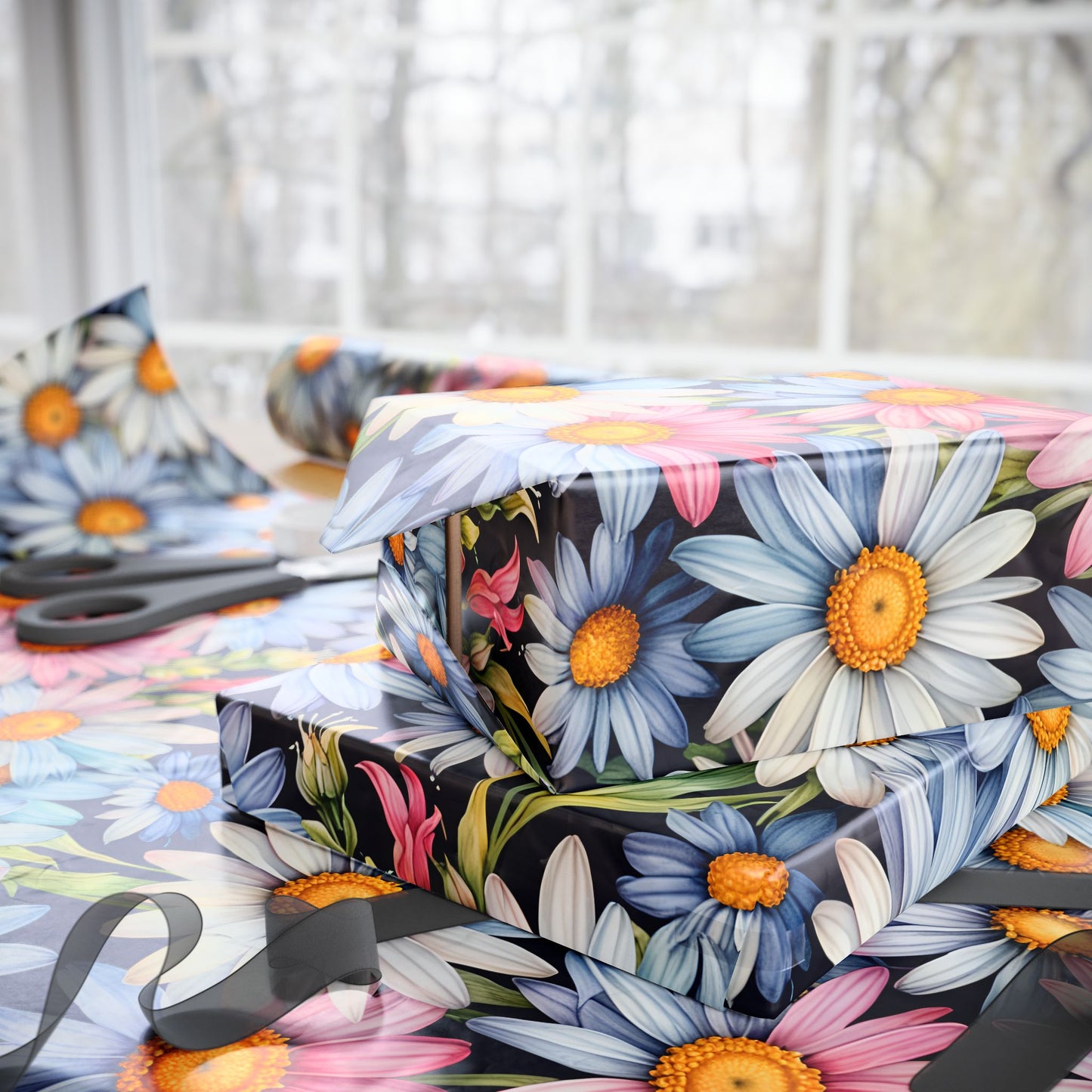 Gift Wrap - Elegant Floral Daisies