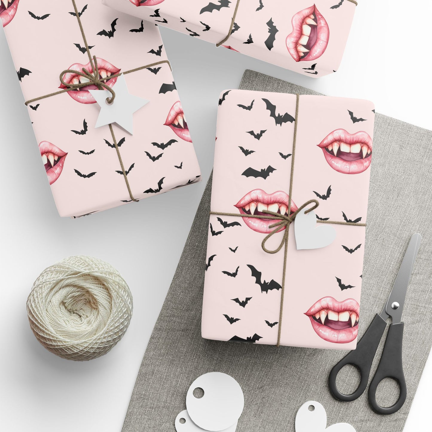 Vamp It Up – Fanged Lips & Bat Kisses Wrapping Paper