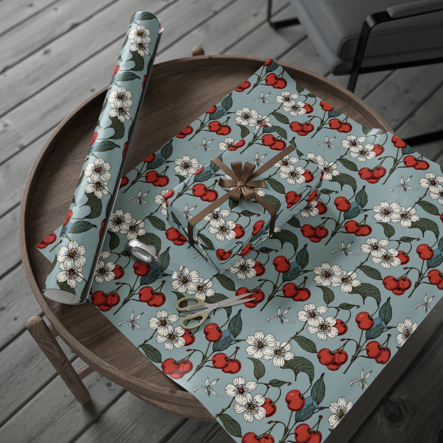 Chic Vintage Gift Wrapping Papers with Cherry Blossoms