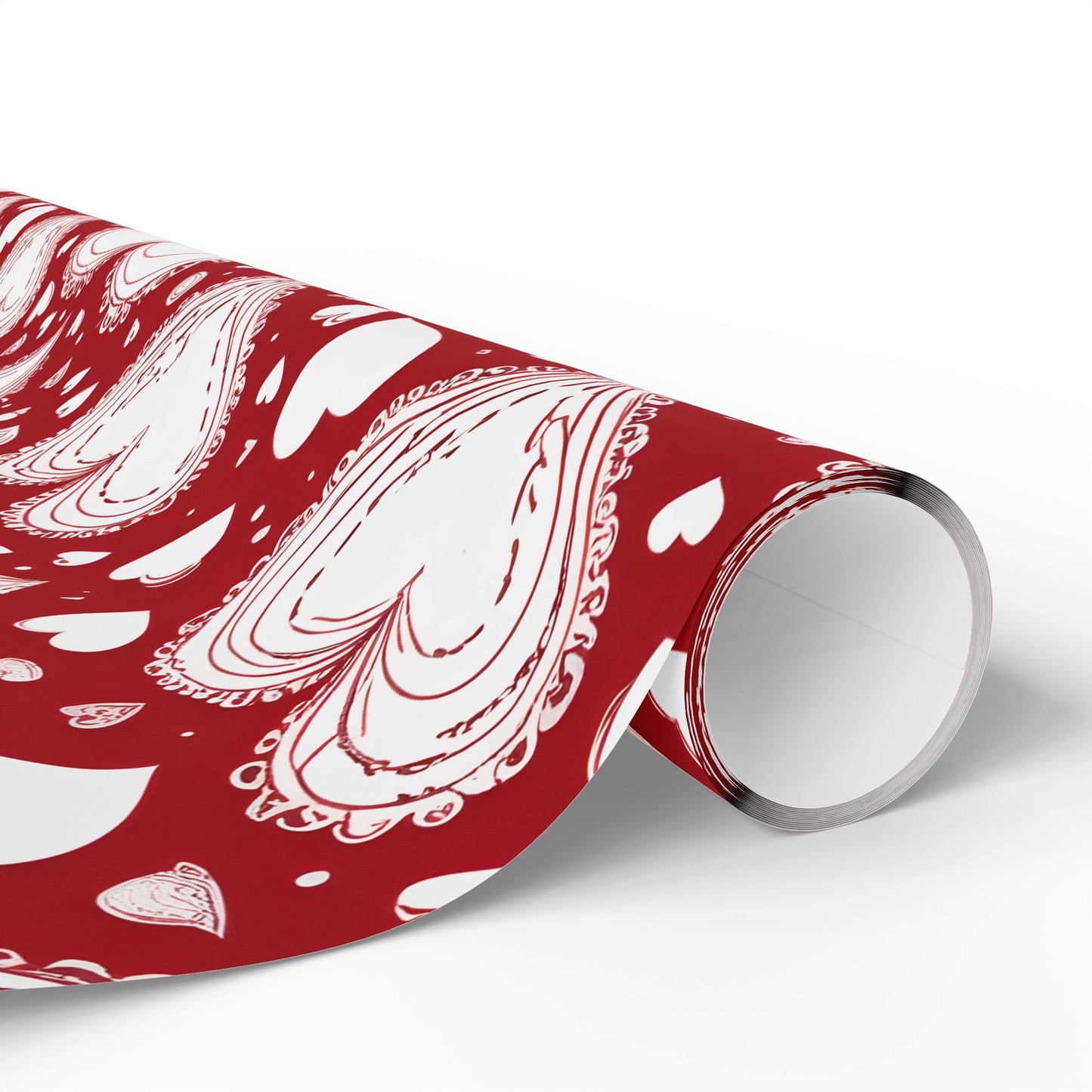 Romantic White and Red Heart Wrapping Papers
