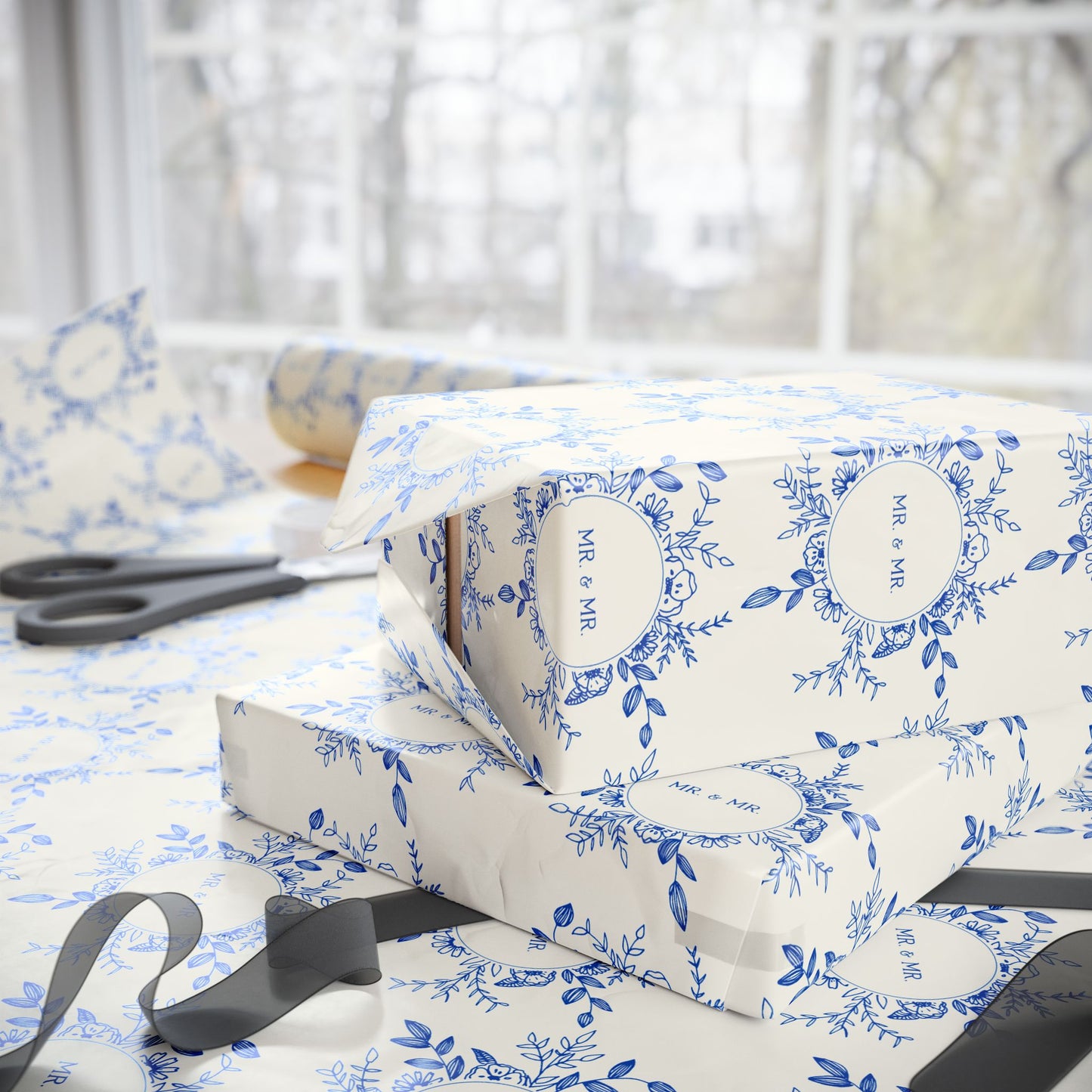Mr. & Mr. Blue Gift Wrapping Paper