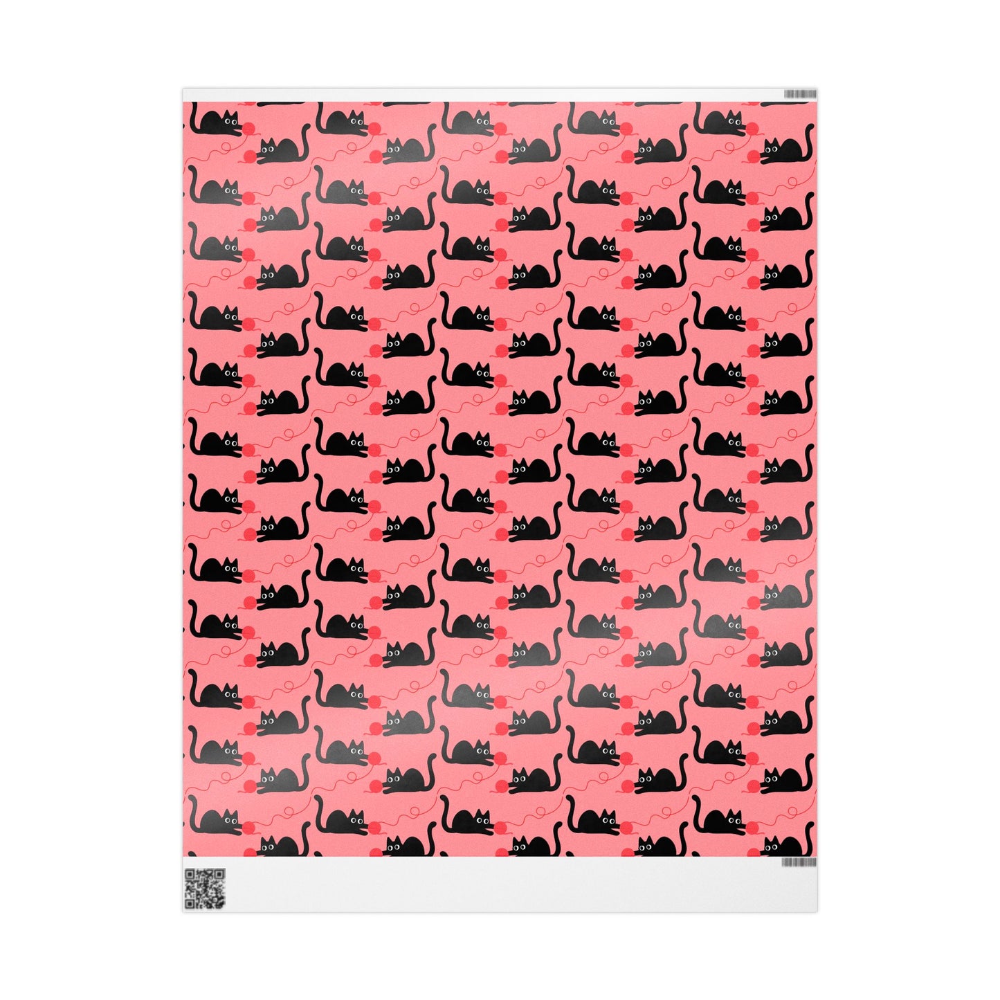 Pink Cat Wrapping Paper – Playful Black Kitty Design for Every Occasion