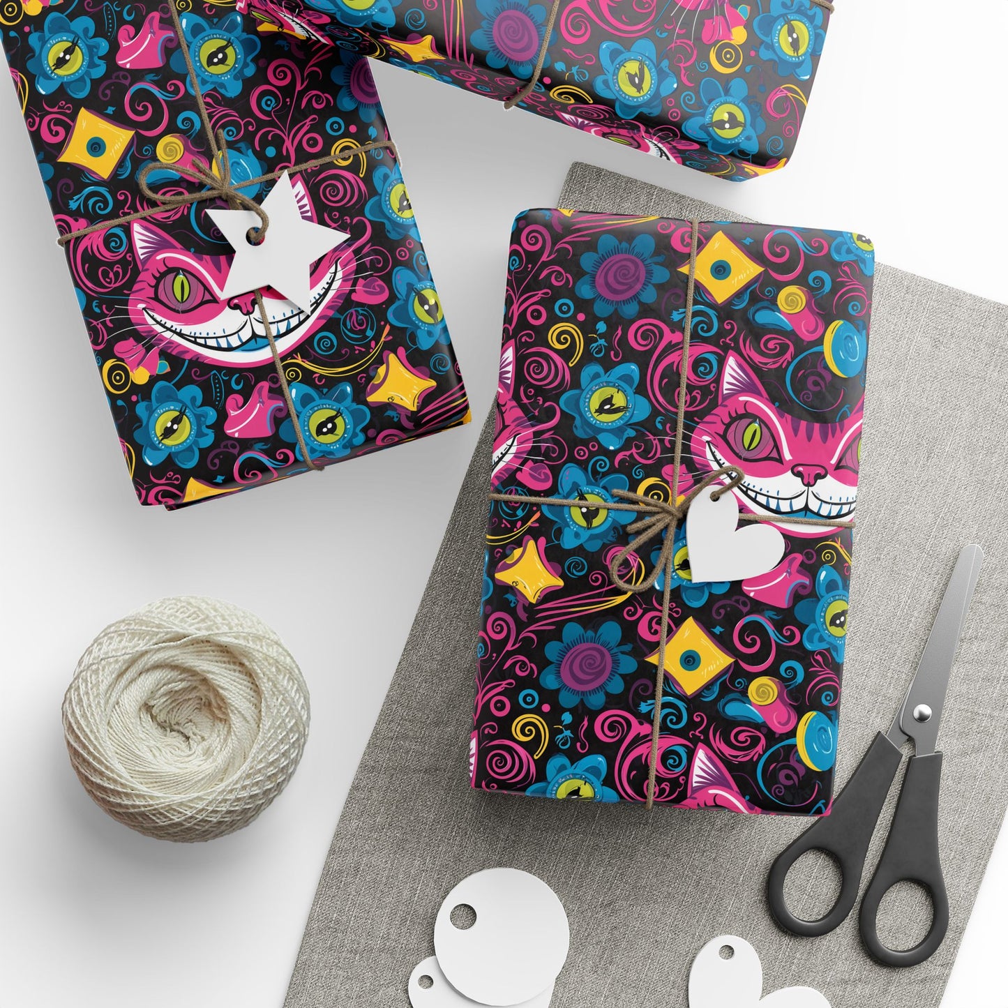 Bright Cheshire Cat Alice in Wonderland Gift Wrap