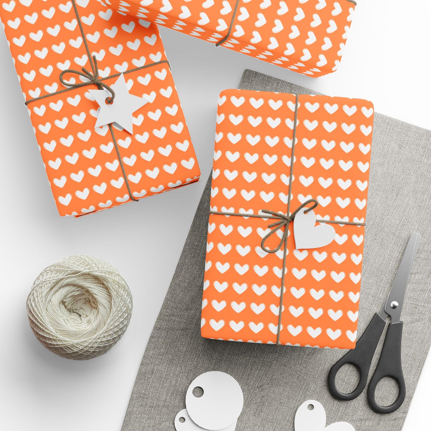 Orange Cheerful Heart Pattern Wrapping Paper