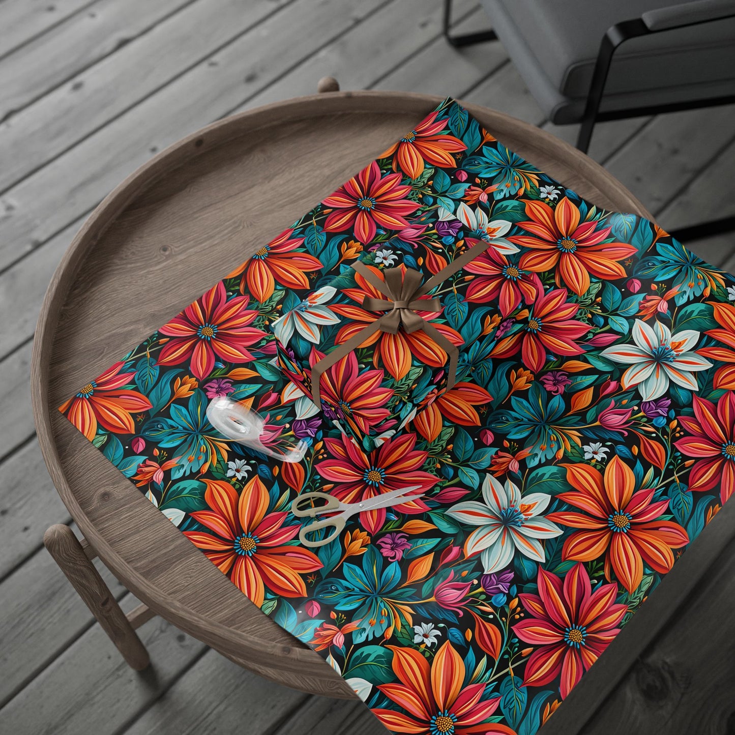 Botanical Bright Floral Design Gift Wrap for Birthdays
