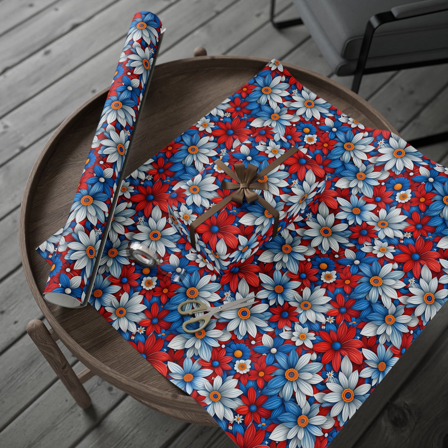 Red White Blue Daisy Floral Design