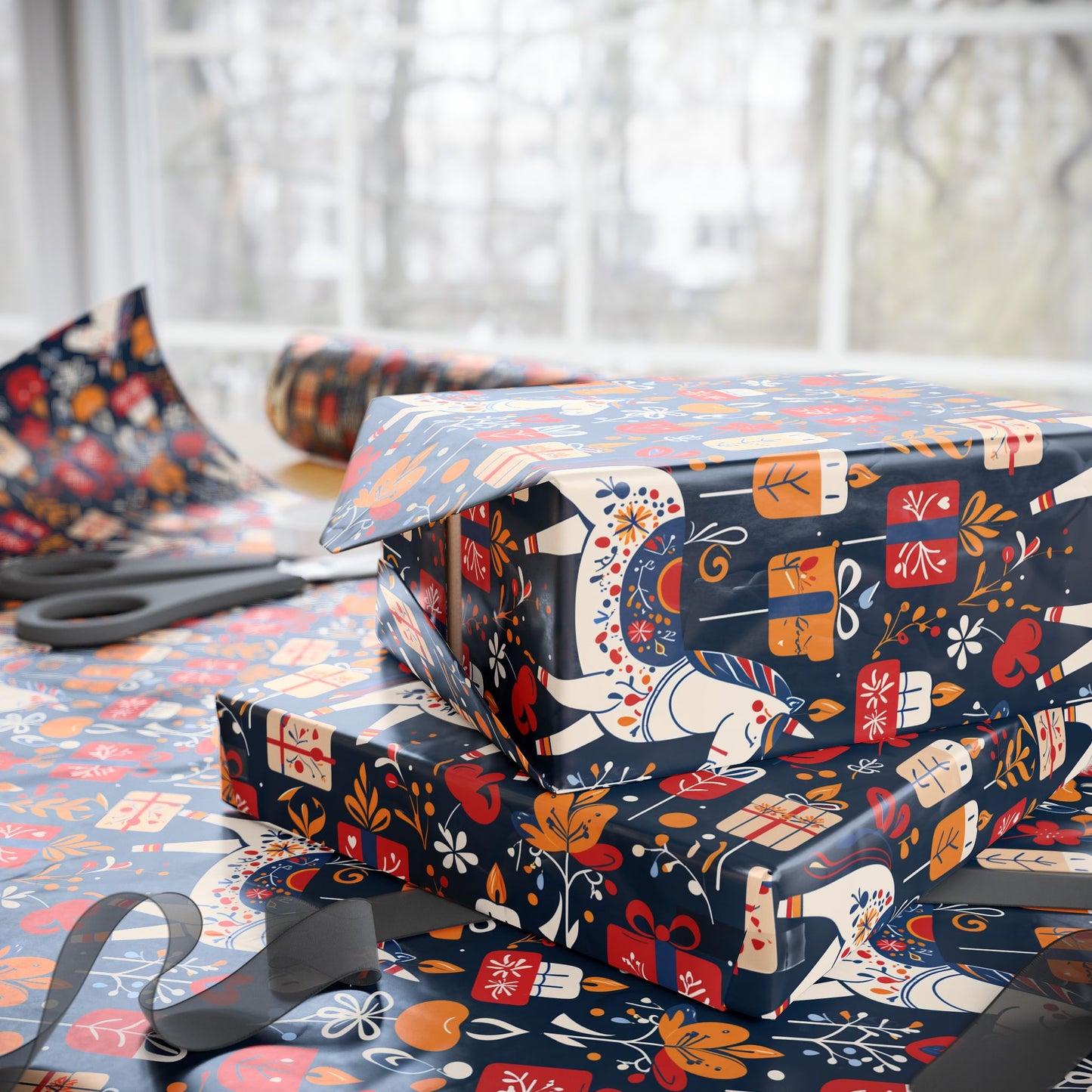 Festive Colorful Unicorn Wrapping Paper