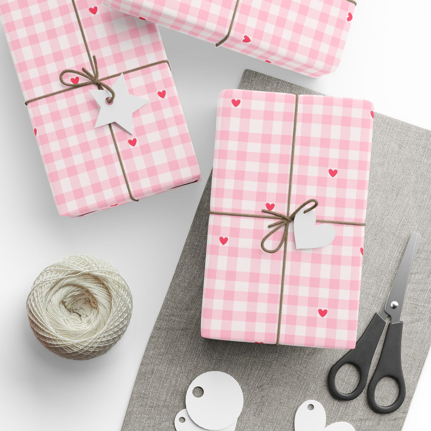 Pink Gingham Wrapping Paper - Lokipawz
