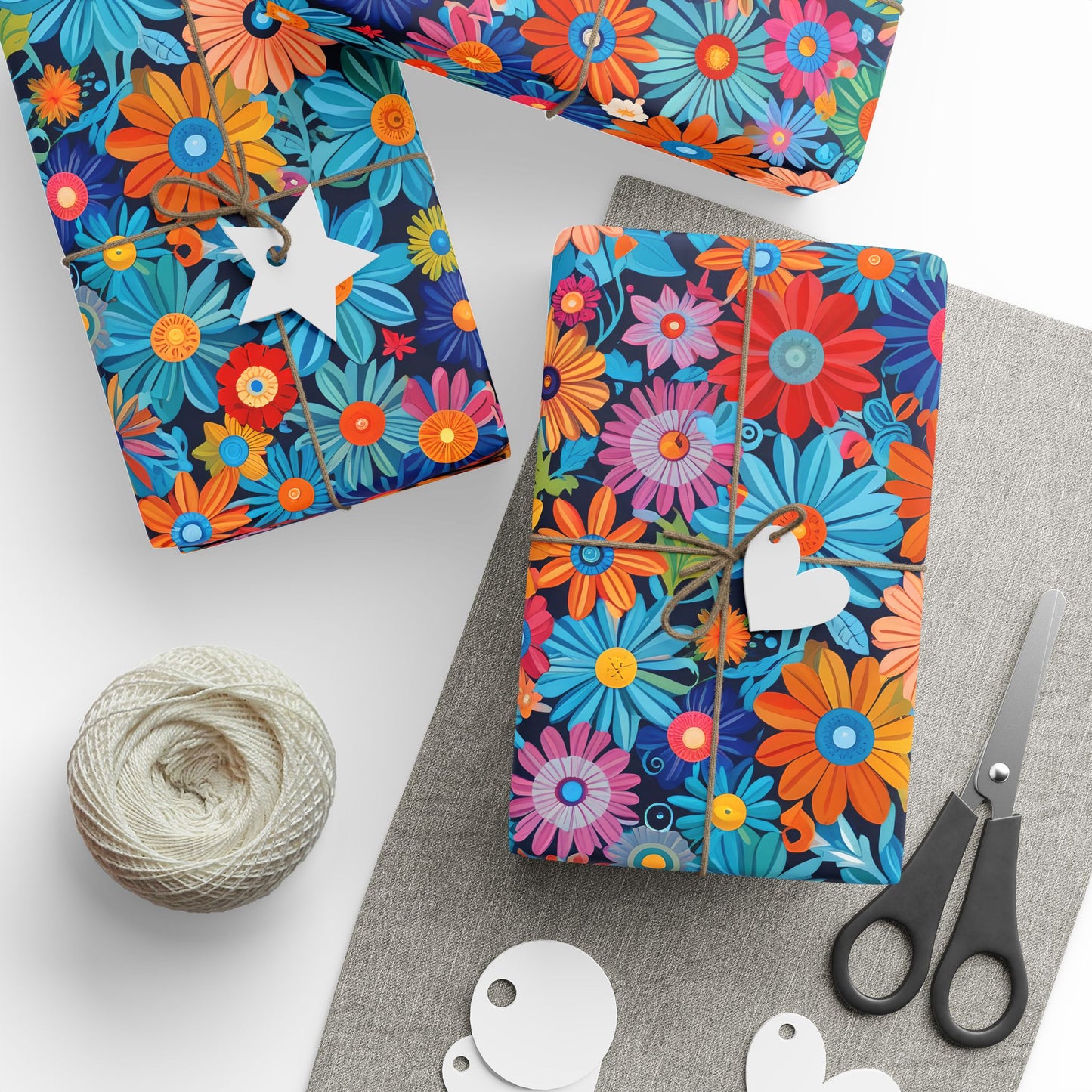 Botanical Colorful Flowers Gift Wrap Roll for Birthday