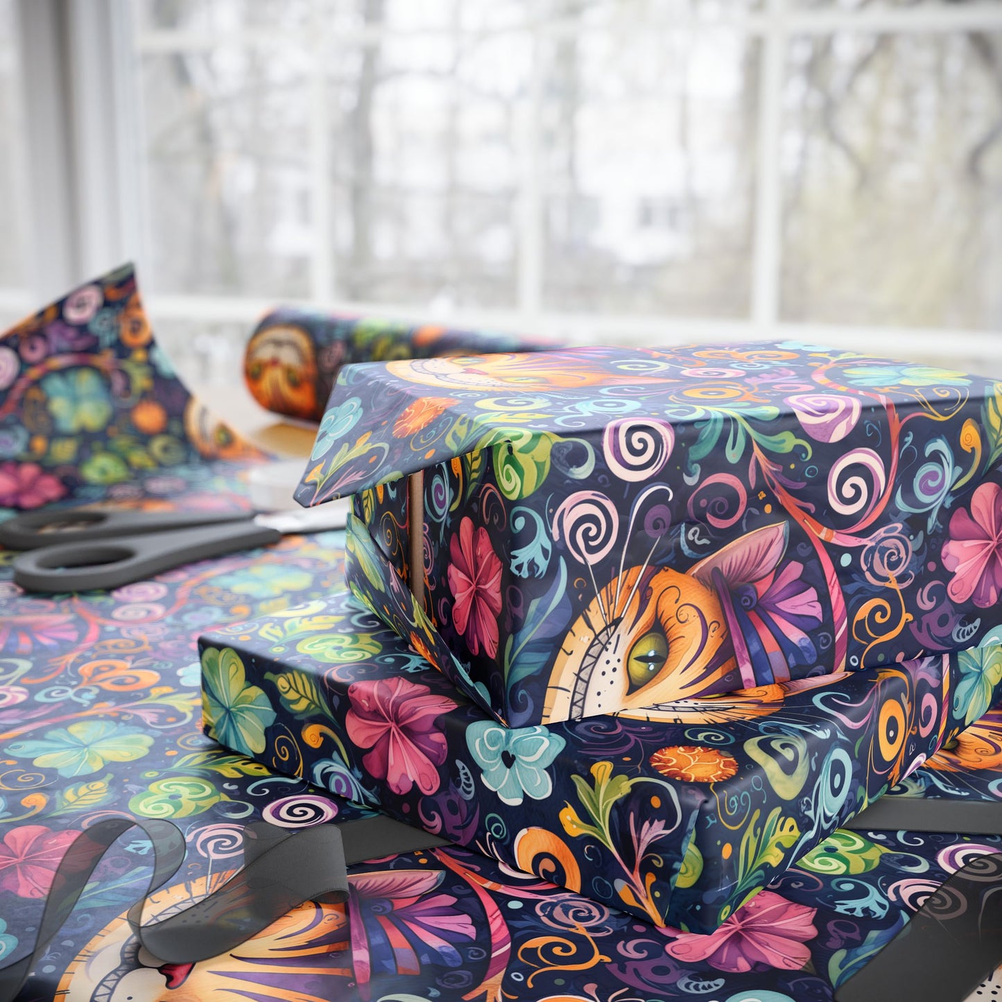 Cheshire Cat Vibrant Abstract Wrapping Paper