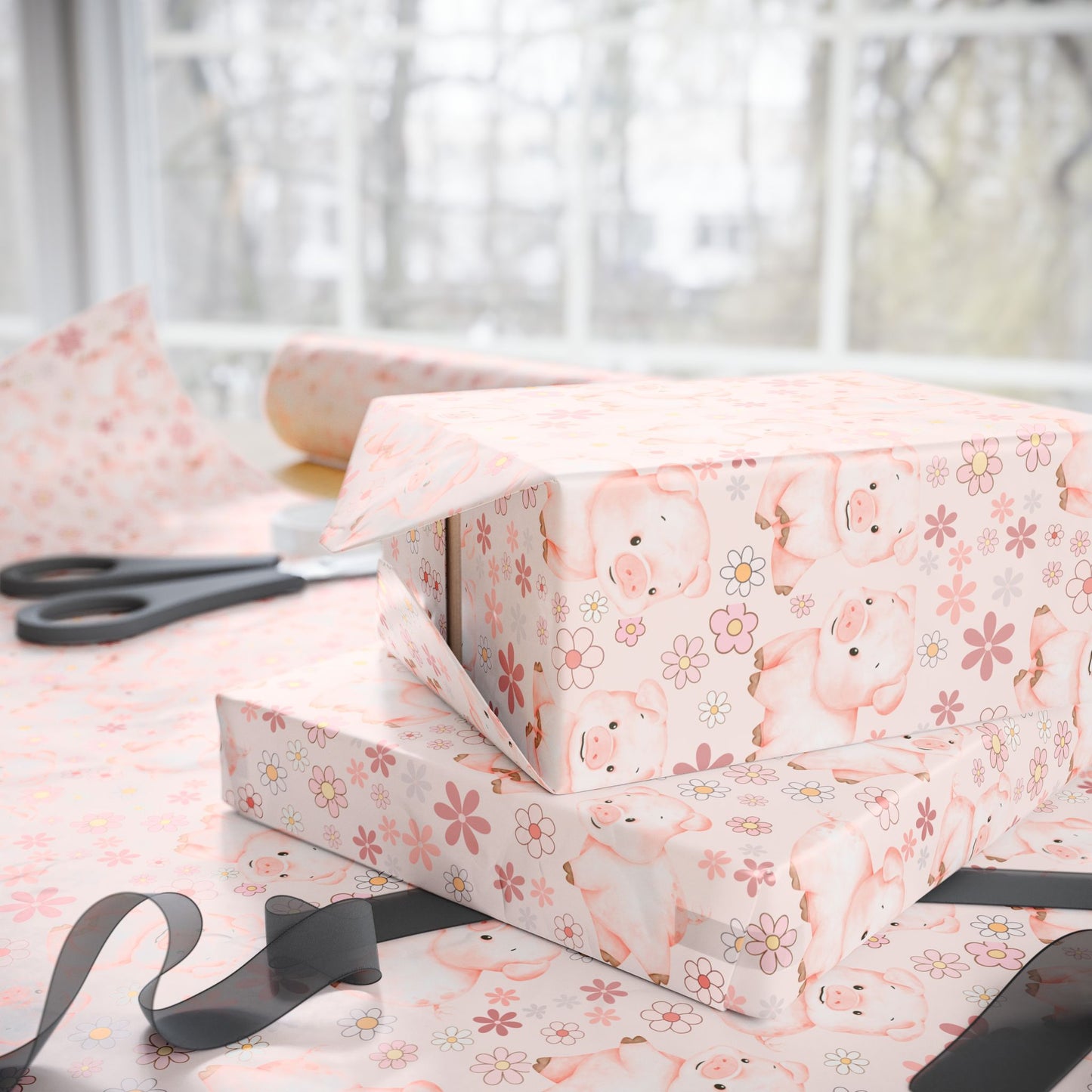 Cute Little Pink Pig Wrapping Paper
