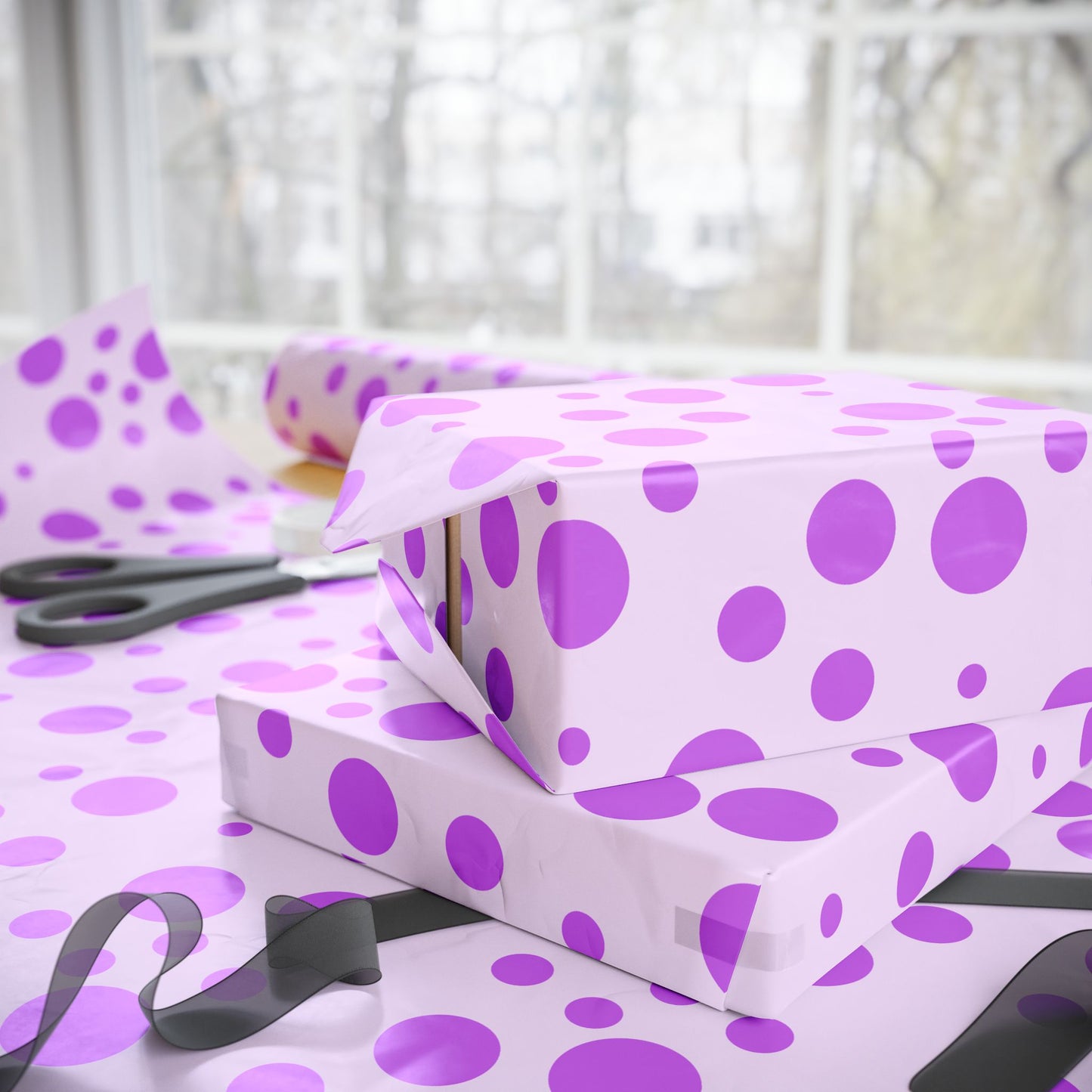 Playful Purple Polka Dot Wrapping Paper