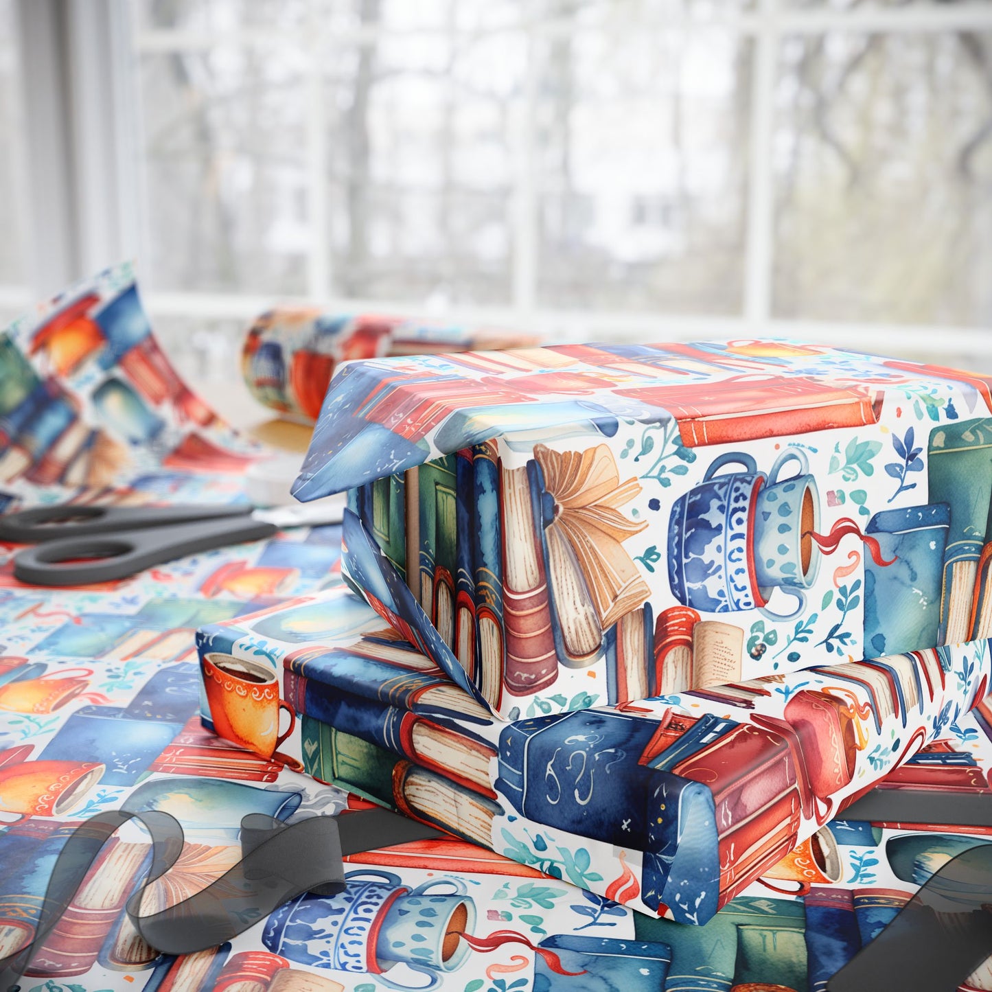 Book Lover Blue Wrapping Papers