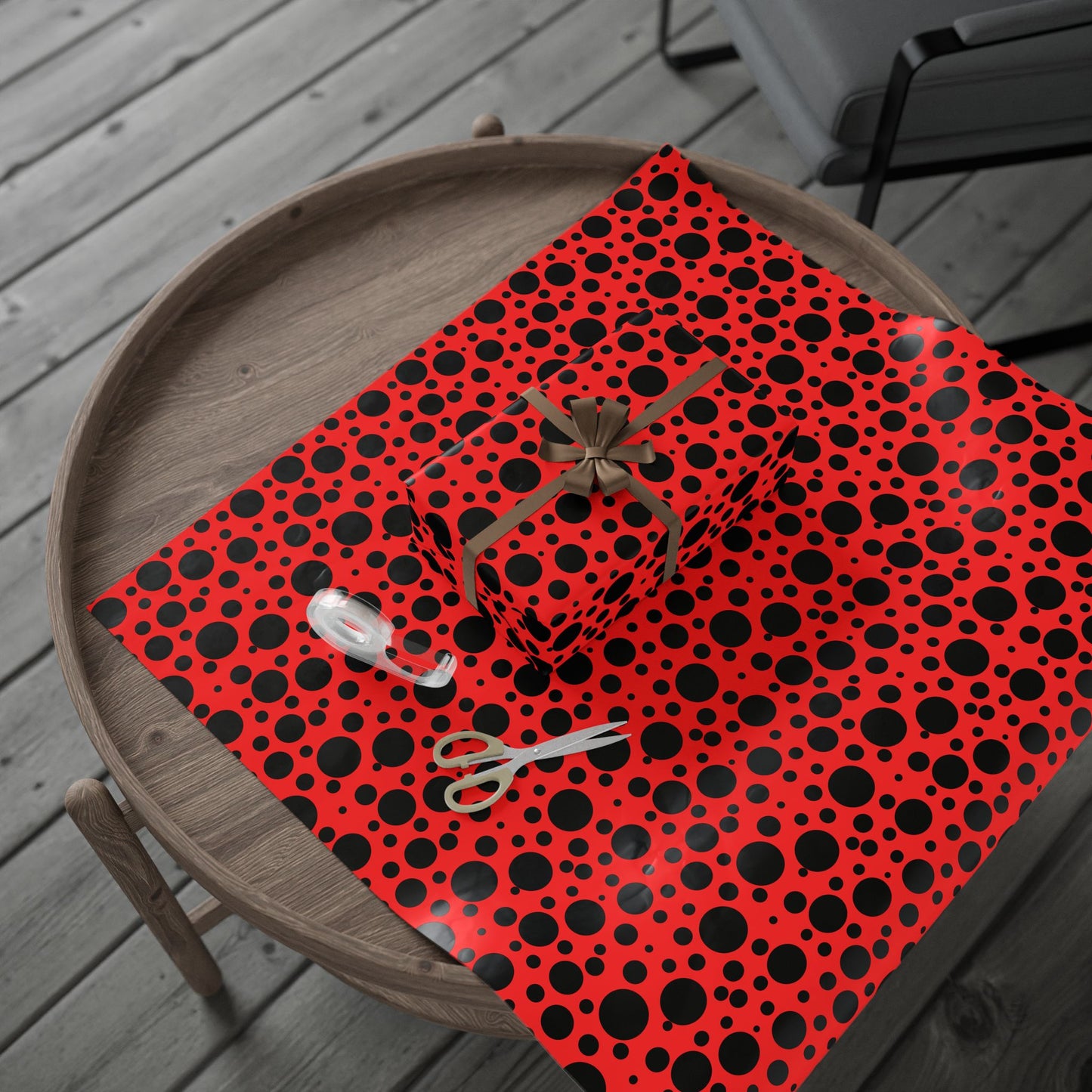 Dot Drama – Retro Red & Black Polka Dot Wrapping Paper