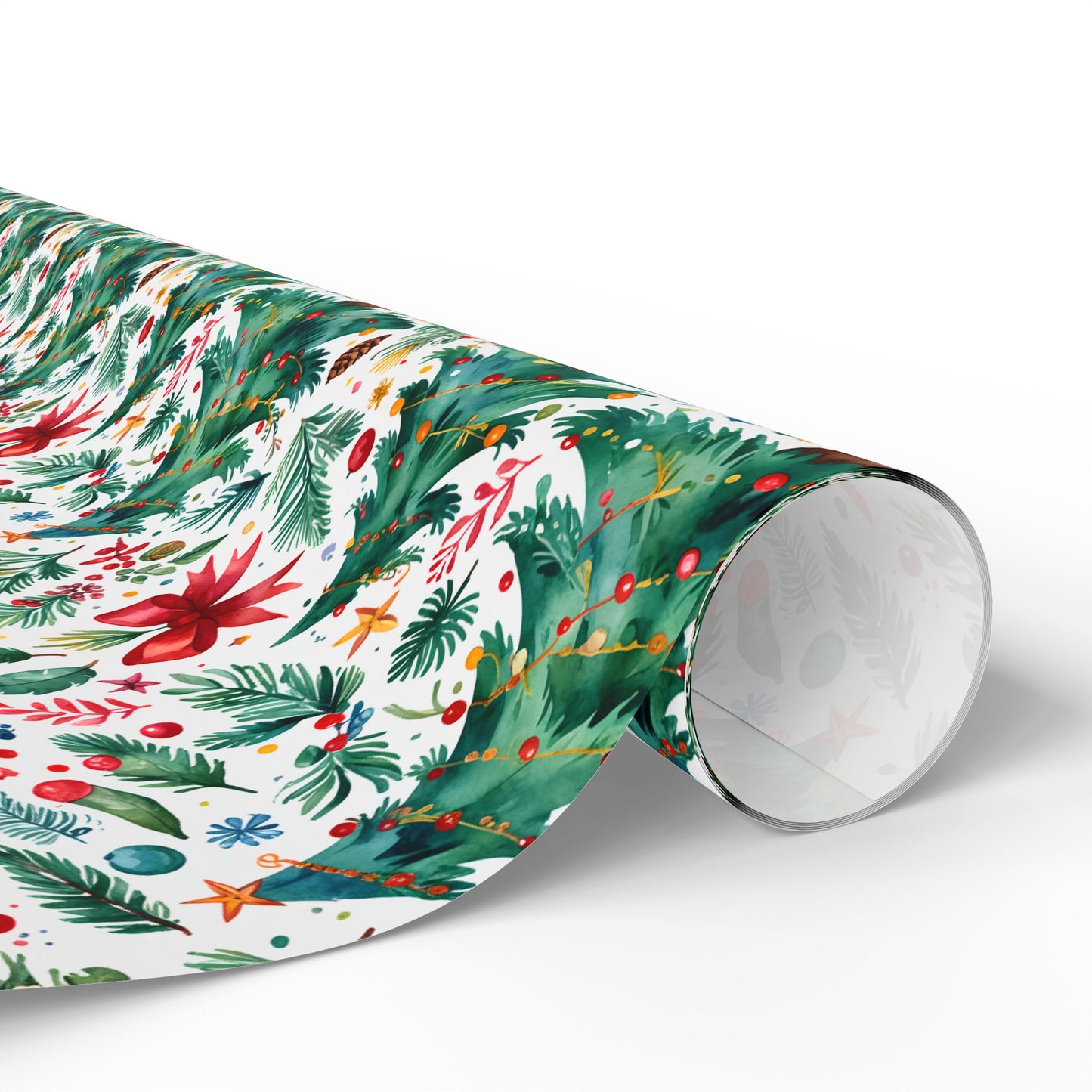 Merry & Bright Botanicals – Watercolor Tree & Garland Wrapping Paper