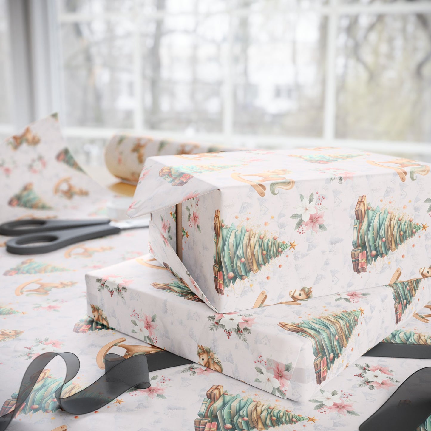 Rockin’ Around the Bookmas Tree – Vintage Holiday Wrapping Paper