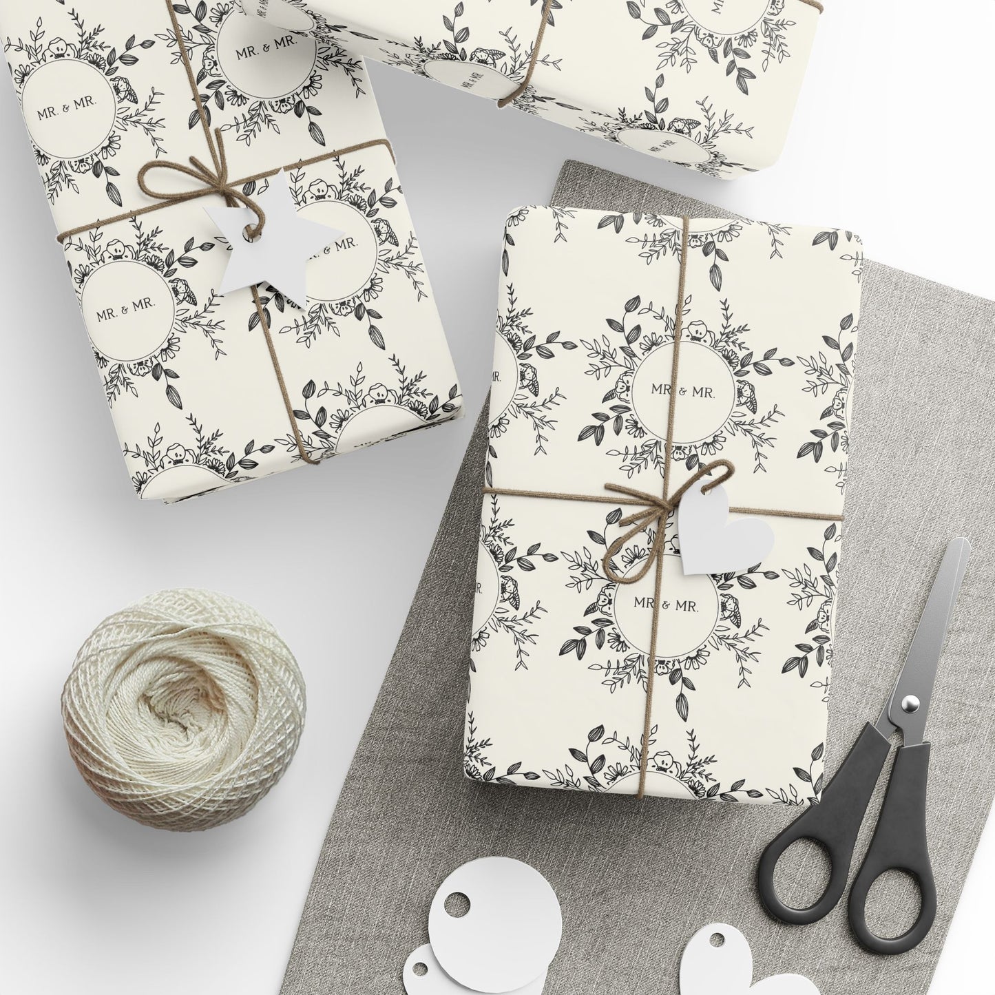 Mr. & Mr. Gift Wrapping Paper in Black & White