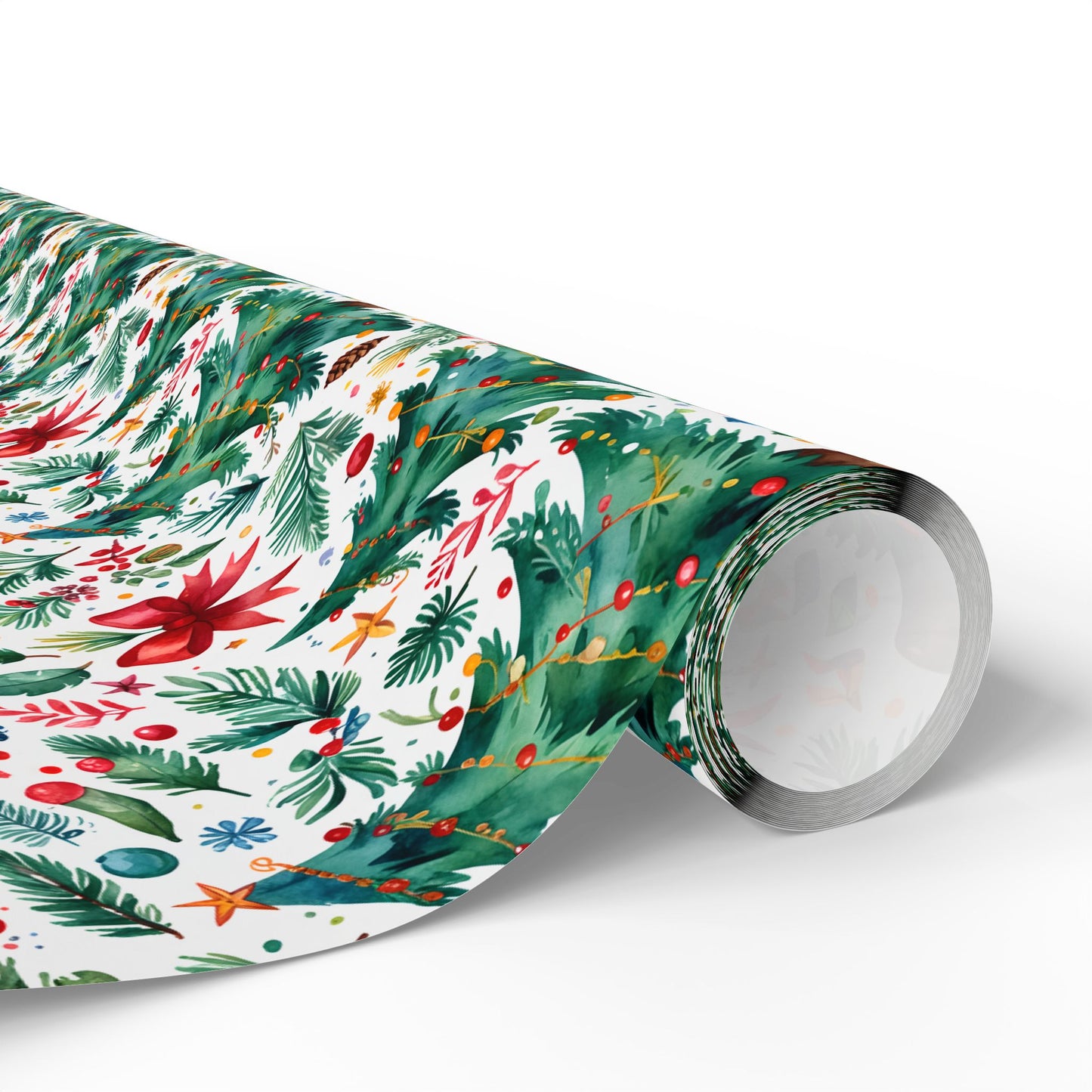 Merry & Bright Botanicals – Watercolor Tree & Garland Wrapping Paper