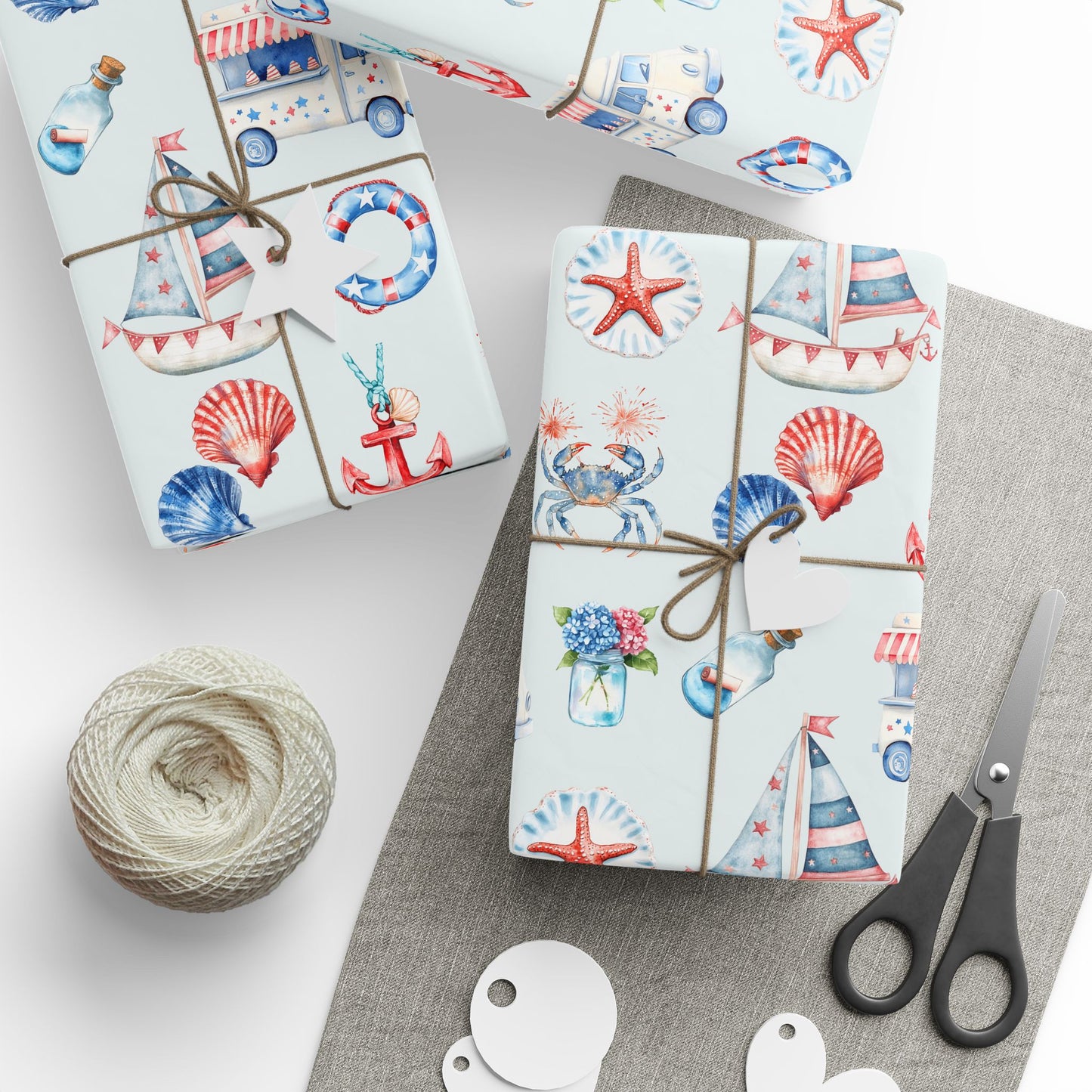 4th of July Nautical Beach Wrapping Paper