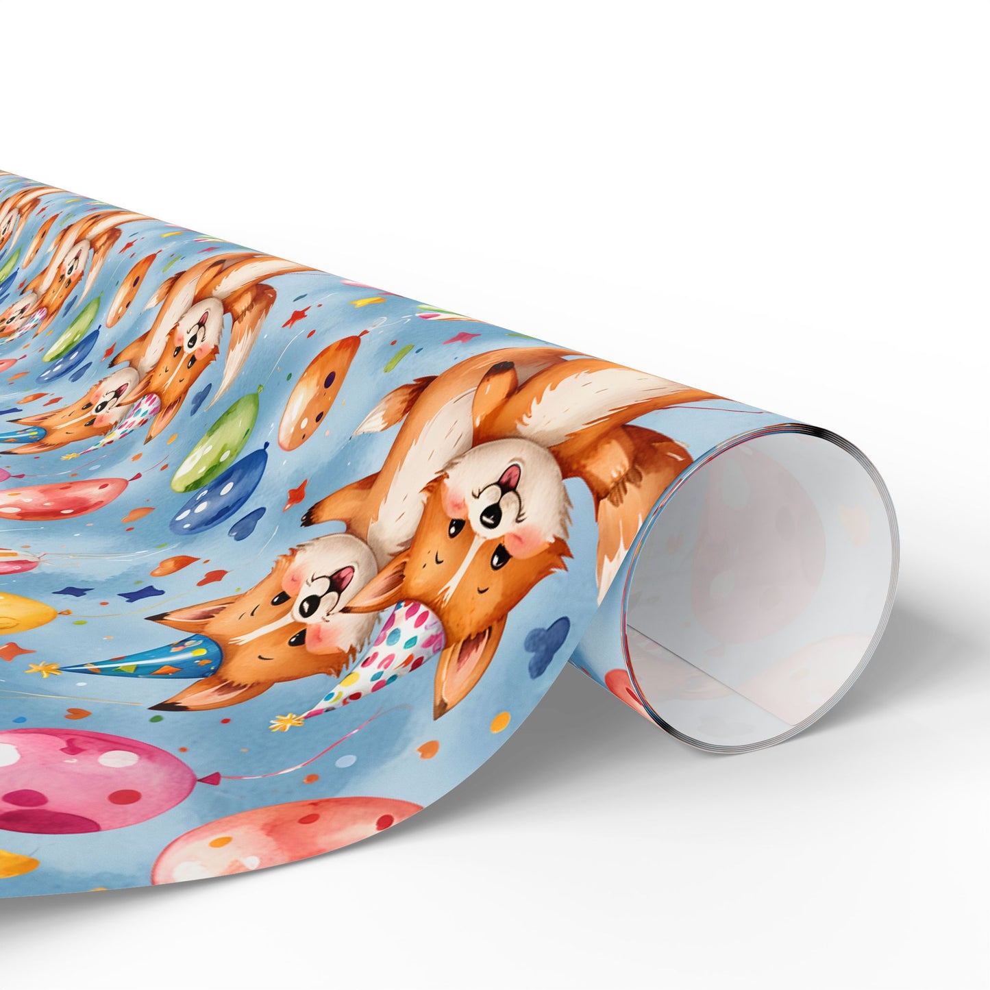 Cute Fox and Balloon Gift Wrap Birthday Party Decor for Kids or Cool Adults