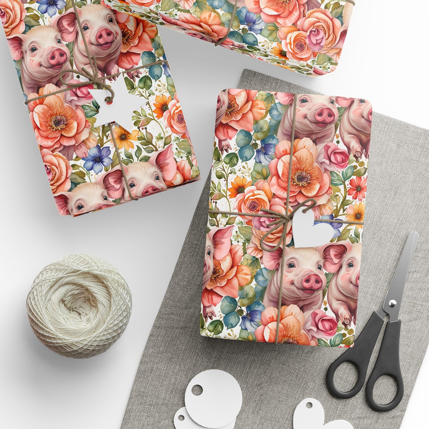 Charming Pink Pig Wrapping Paper