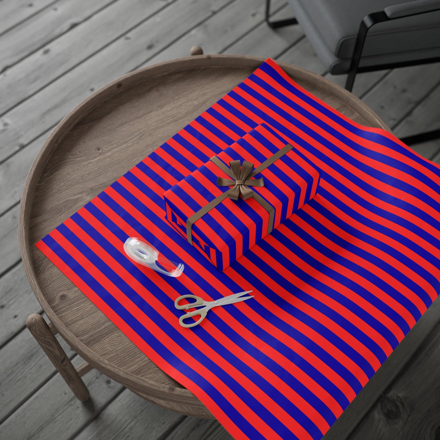 Stripe Hype – Bold Red & Blue Graphic Stripe Wrapping Paper