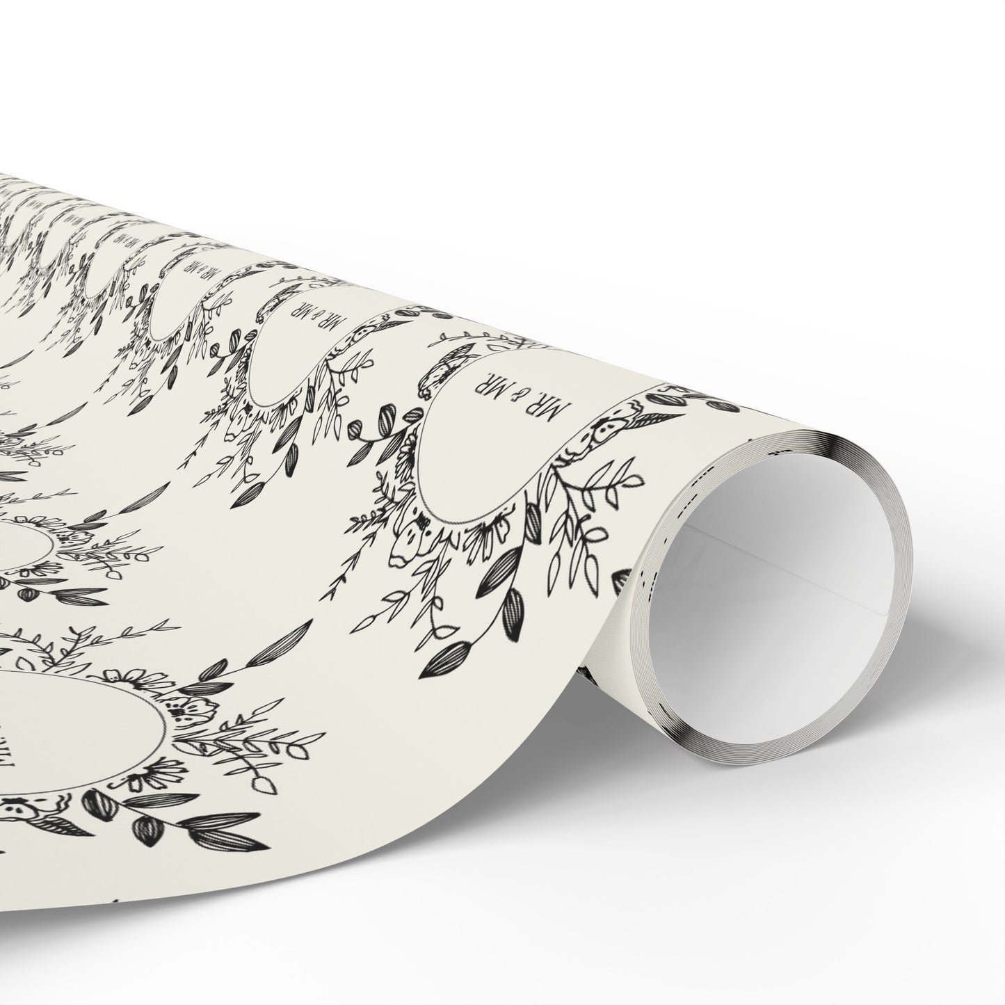 Mr. & Mr. Gift Wrapping Paper in Black & White