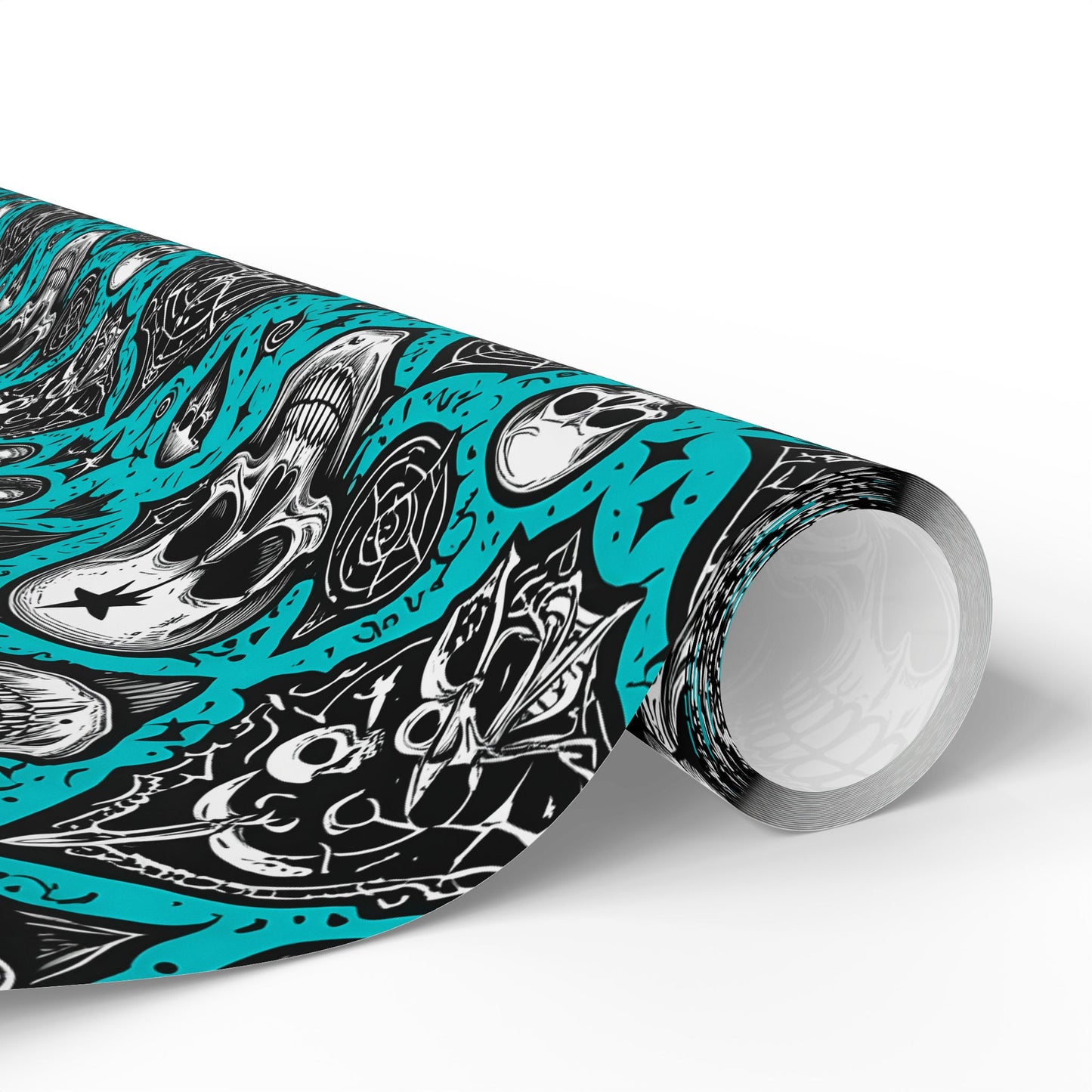 Blue Gothic Skull Wrapping Paper