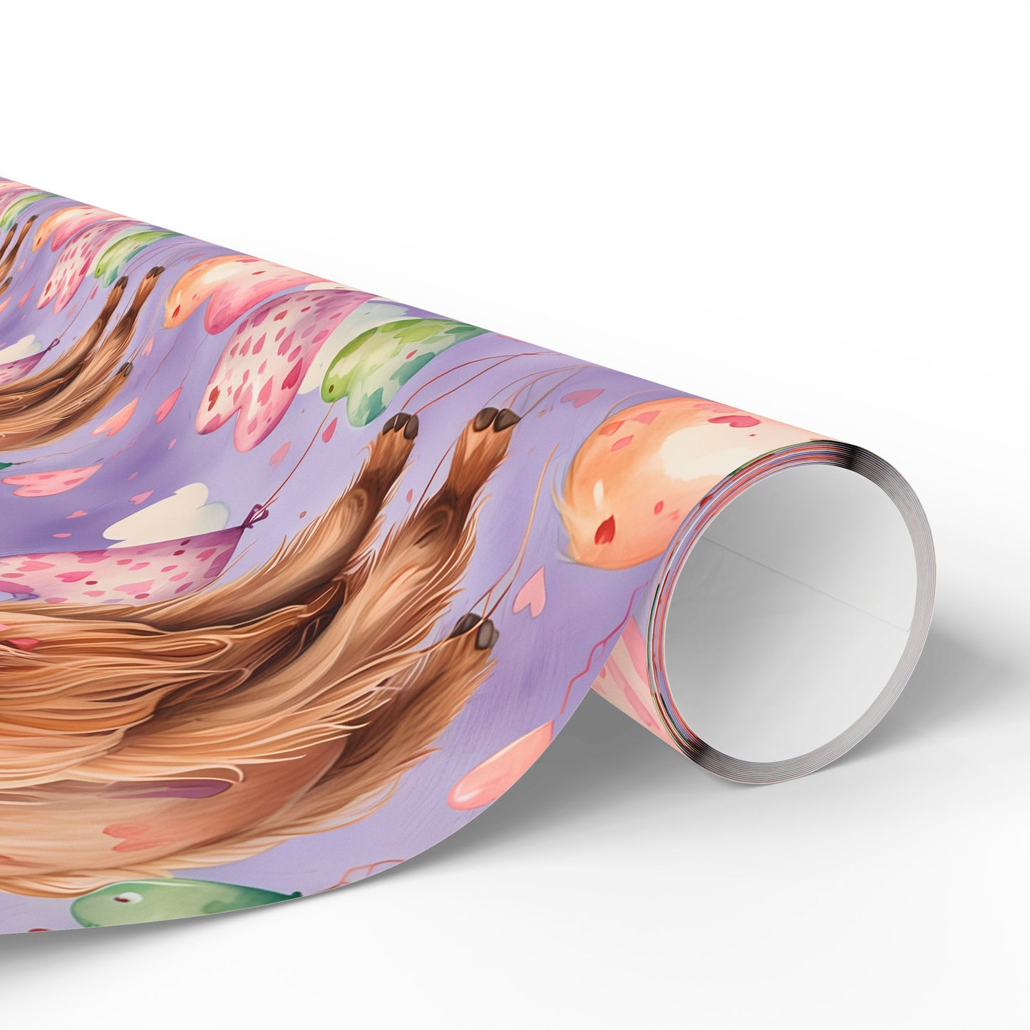 Wrapping Paper: Purple Valentine's Day Highland Cow