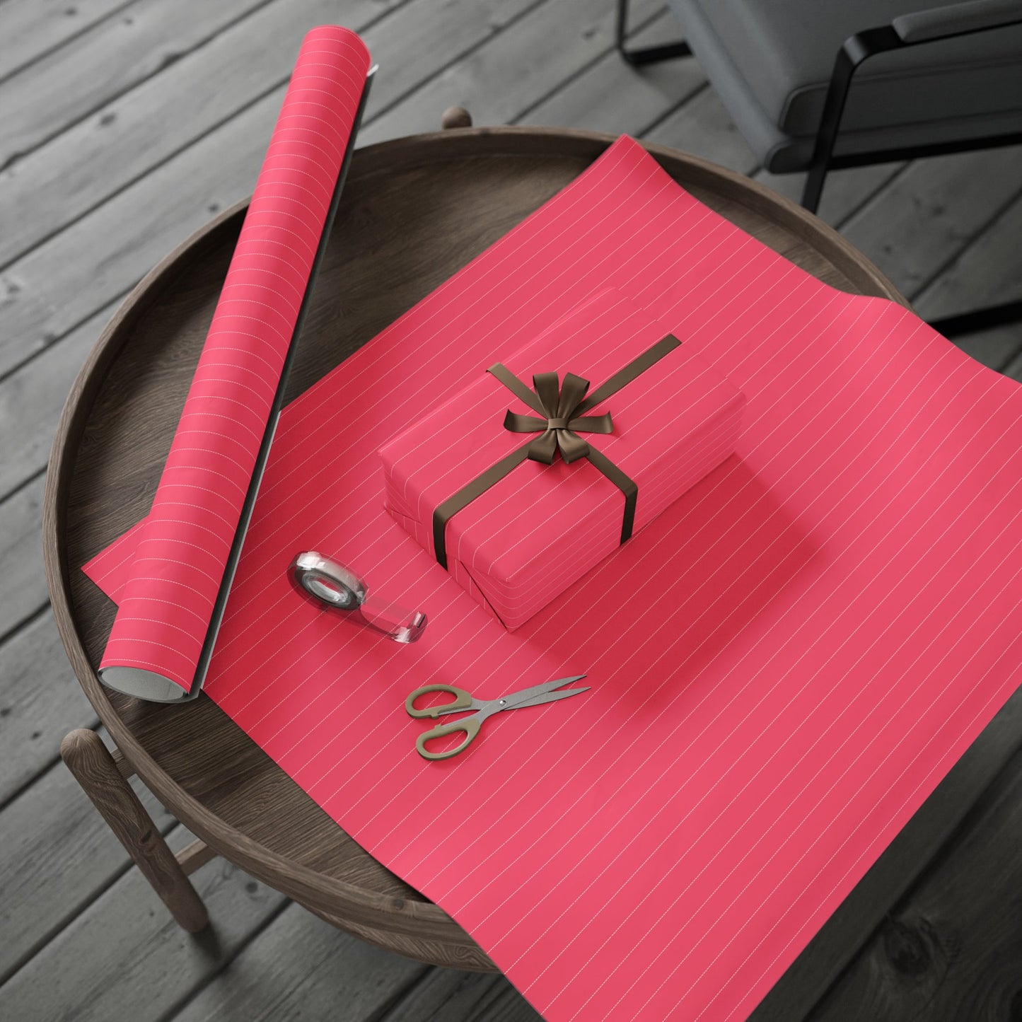 Bright Pink & Cream Striped Wrapping Paper