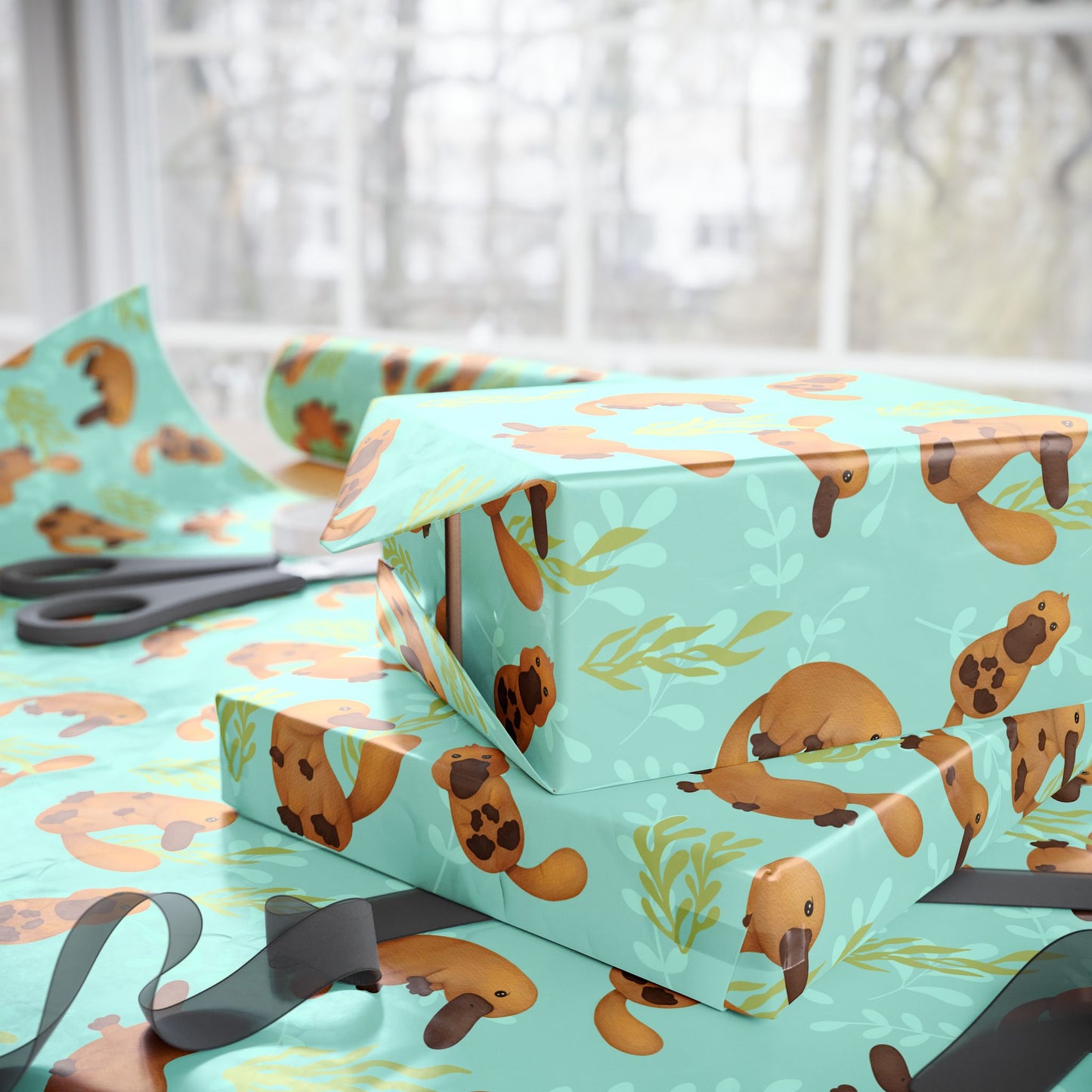 Cute Platypus Themed Wrapping Paper