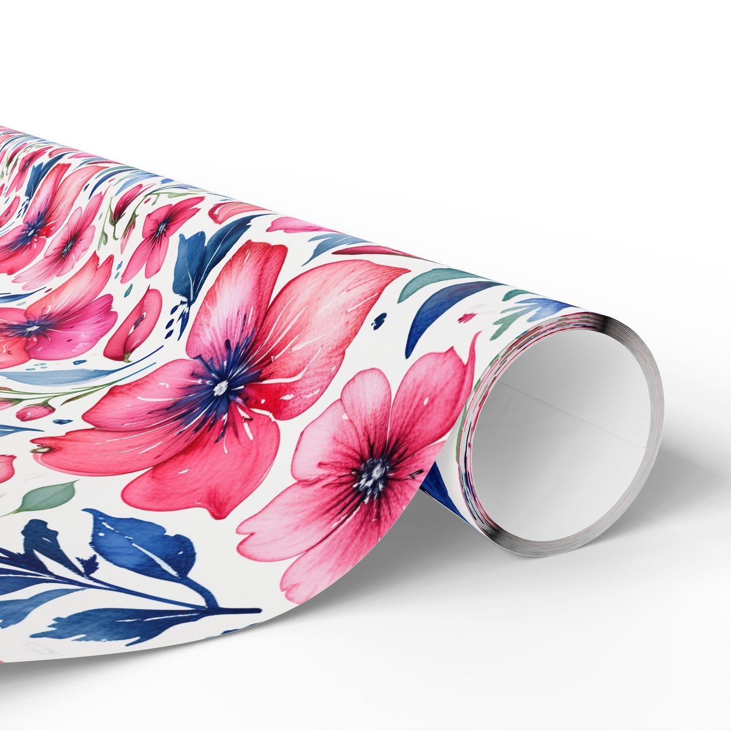 Pink and Blue Watercolor Flowers