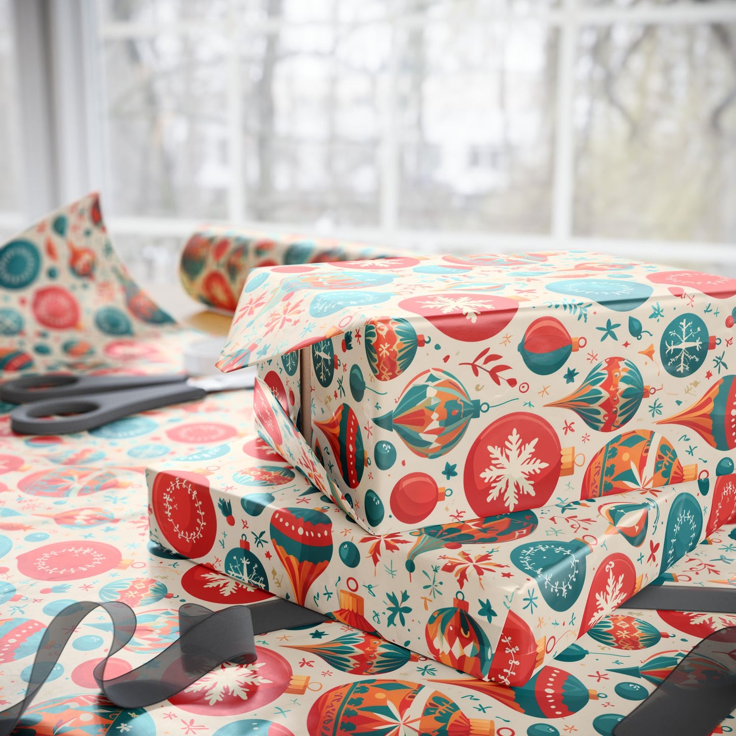 Decked to the Balls – Retro Ornament Wrapping Paper