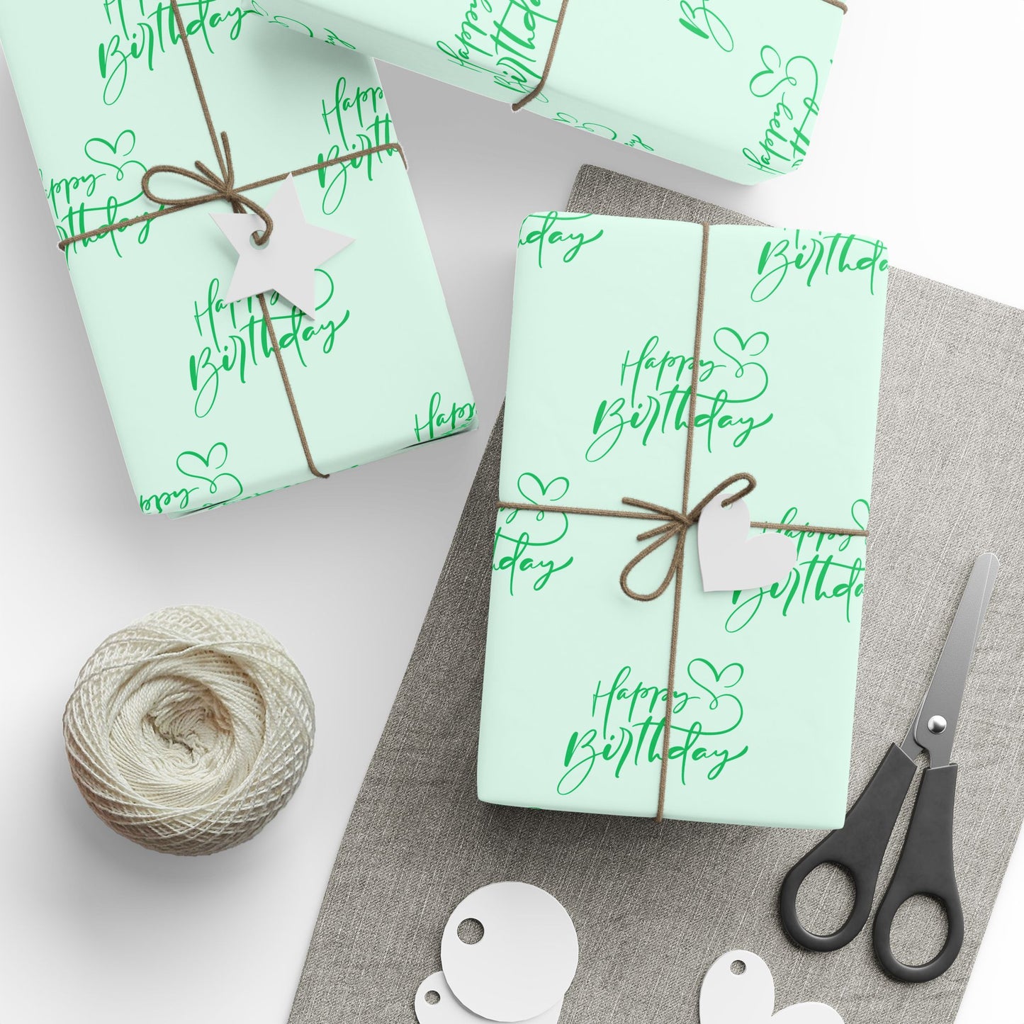 Whimsical Green Happy Birthday Wrapping Paper