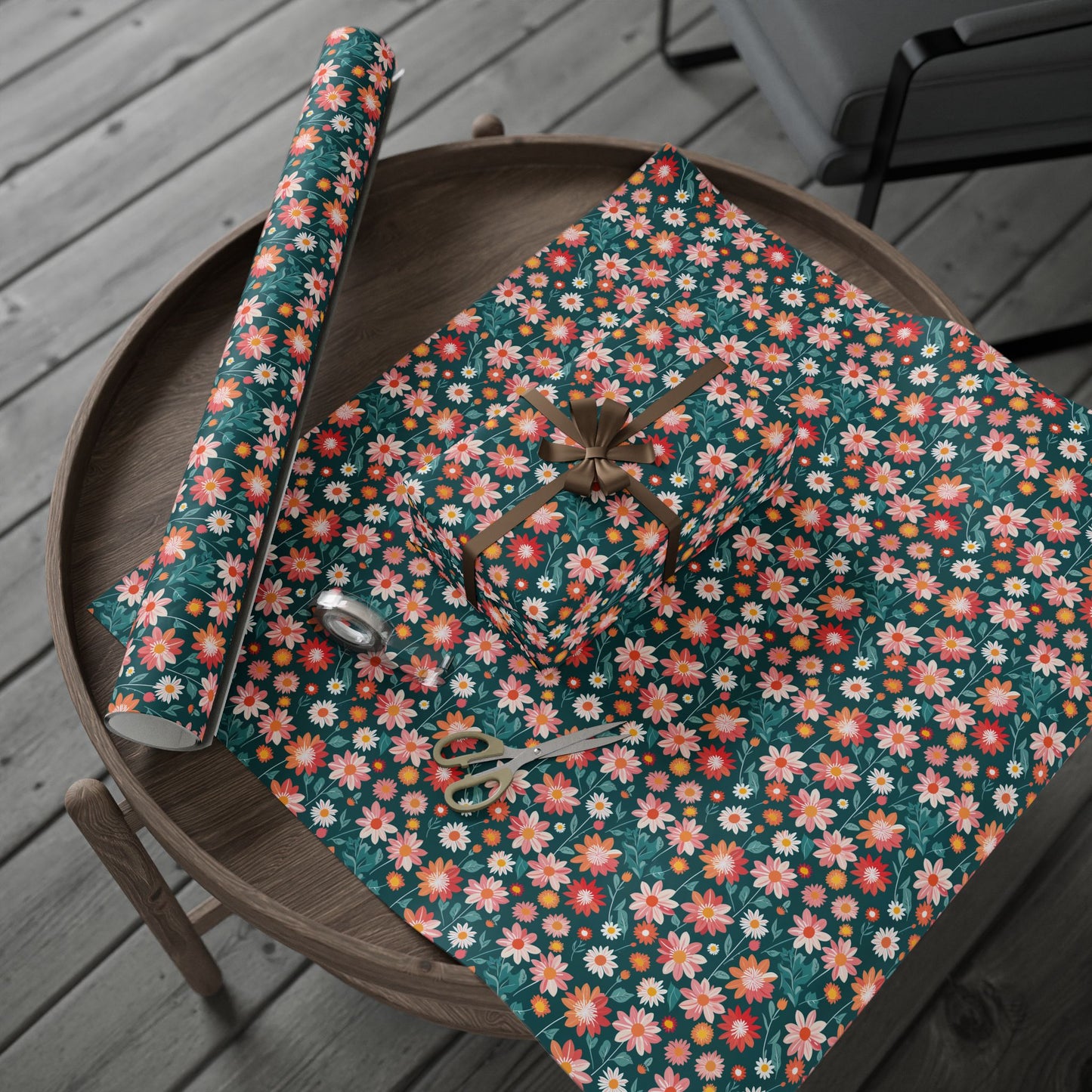 Pink & Peach Floral Wrapping Paper Roll