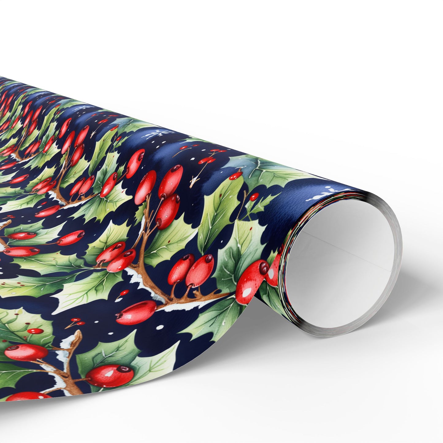 Holly Jolly Luxe – Navy & Berry Botanical Wrapping Paper
