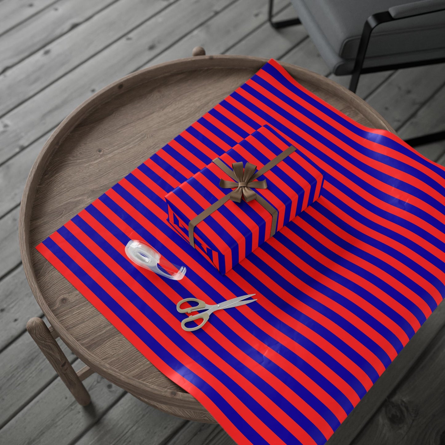 Stripe Hype – Bold Red & Blue Graphic Stripe Wrapping Paper
