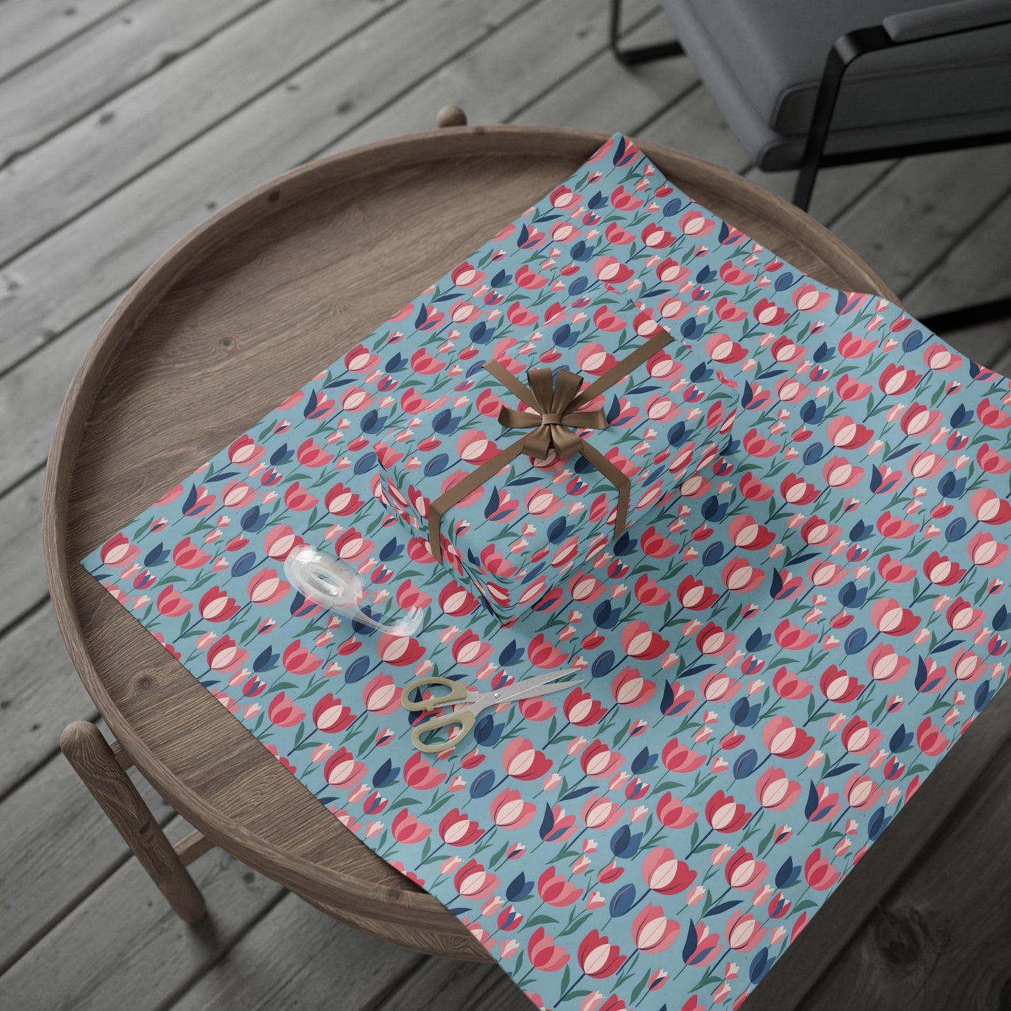 Chic Blue Tulip Wrapping Paper
