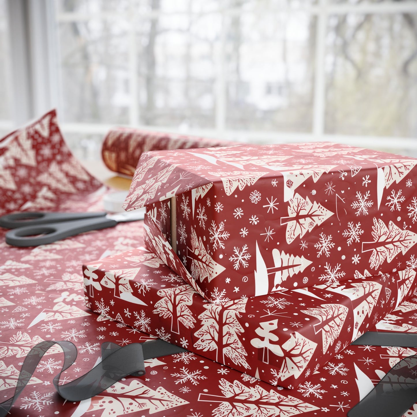 Nordic Noel – Red & White Forest Wrapping Paper