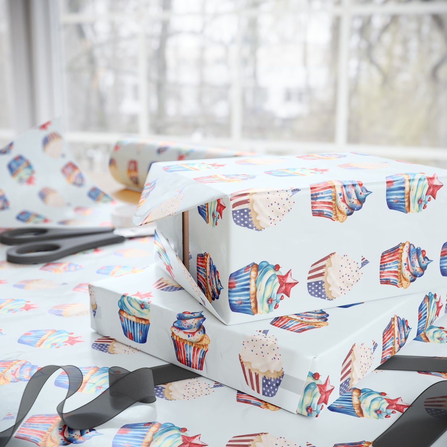Festive 4th of July Cupcake Wrapping Paper
