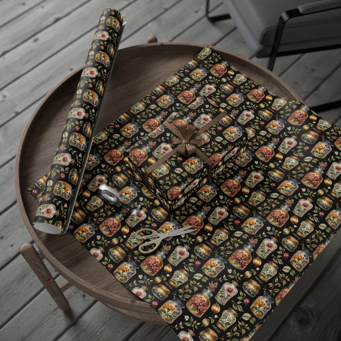 Wrapping Papers - Chic Apothecary Floral Vintage Glass Jar Pattern