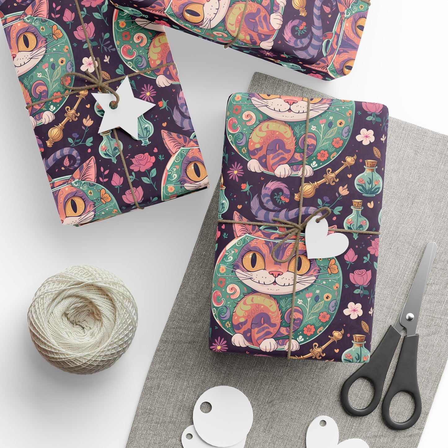 Funky Cheshire Cat Design for Gift Wrapping