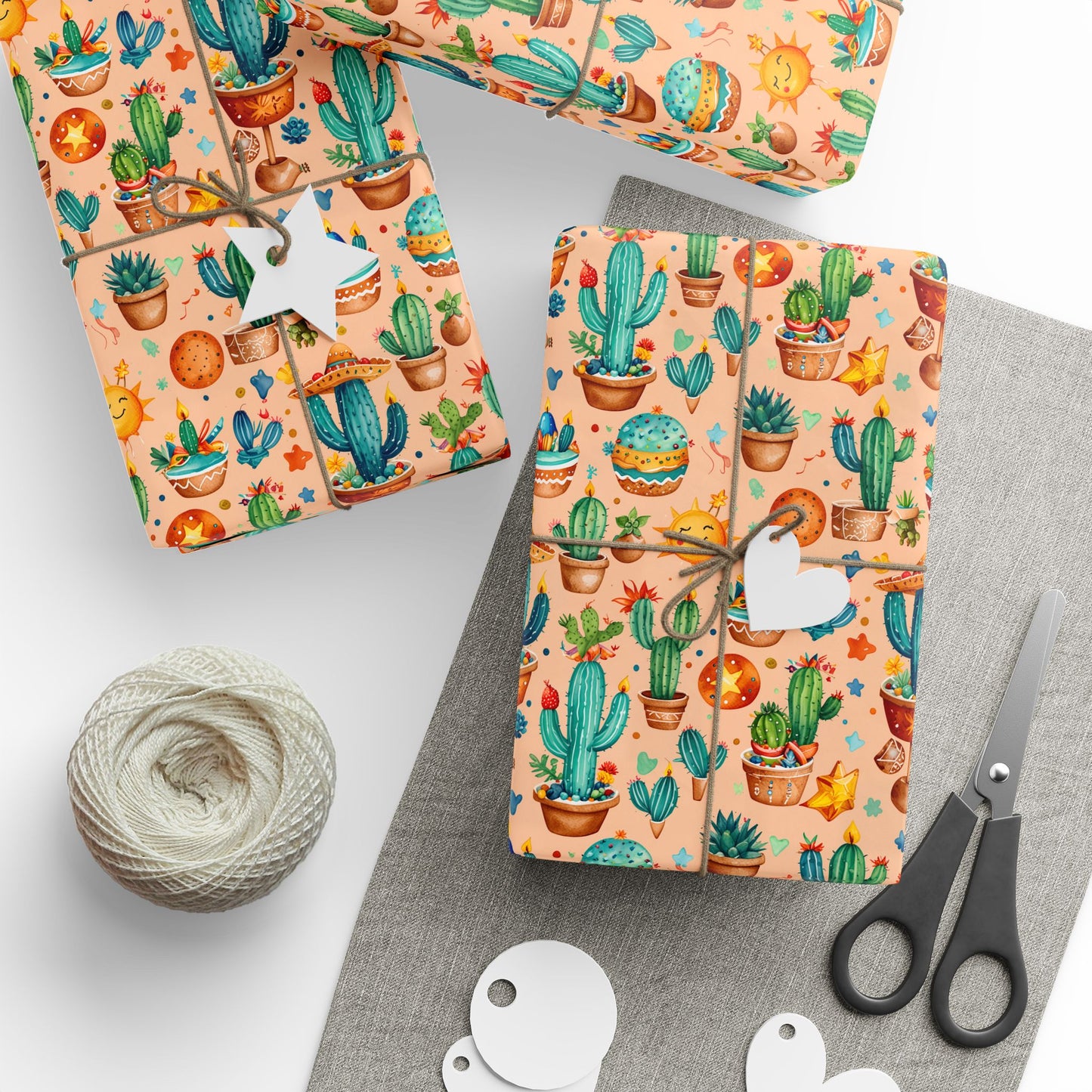 Cactus Pattern Birthday Wrapping Paper