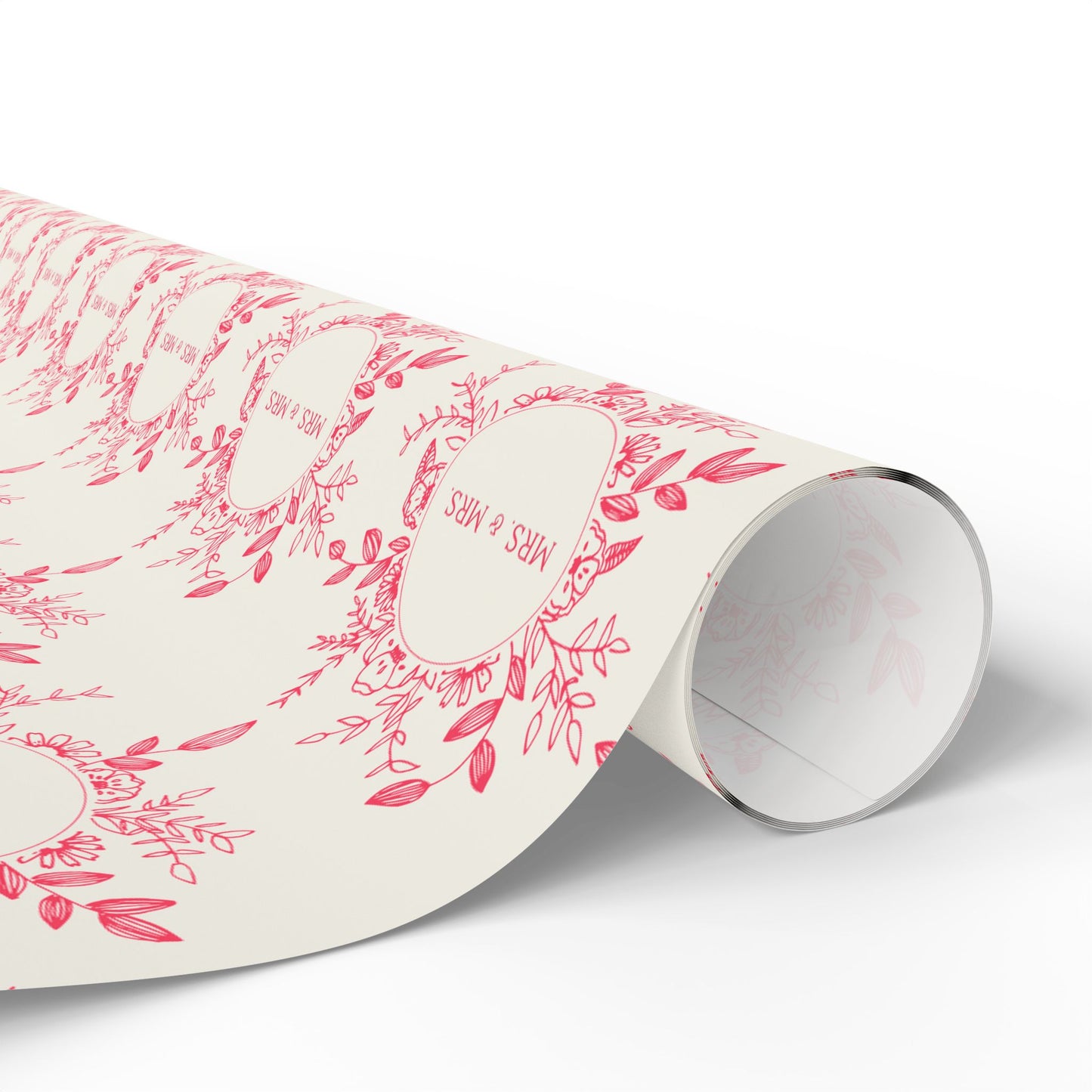 Charming Mrs & Mrs Pink and White Wrapping Paper