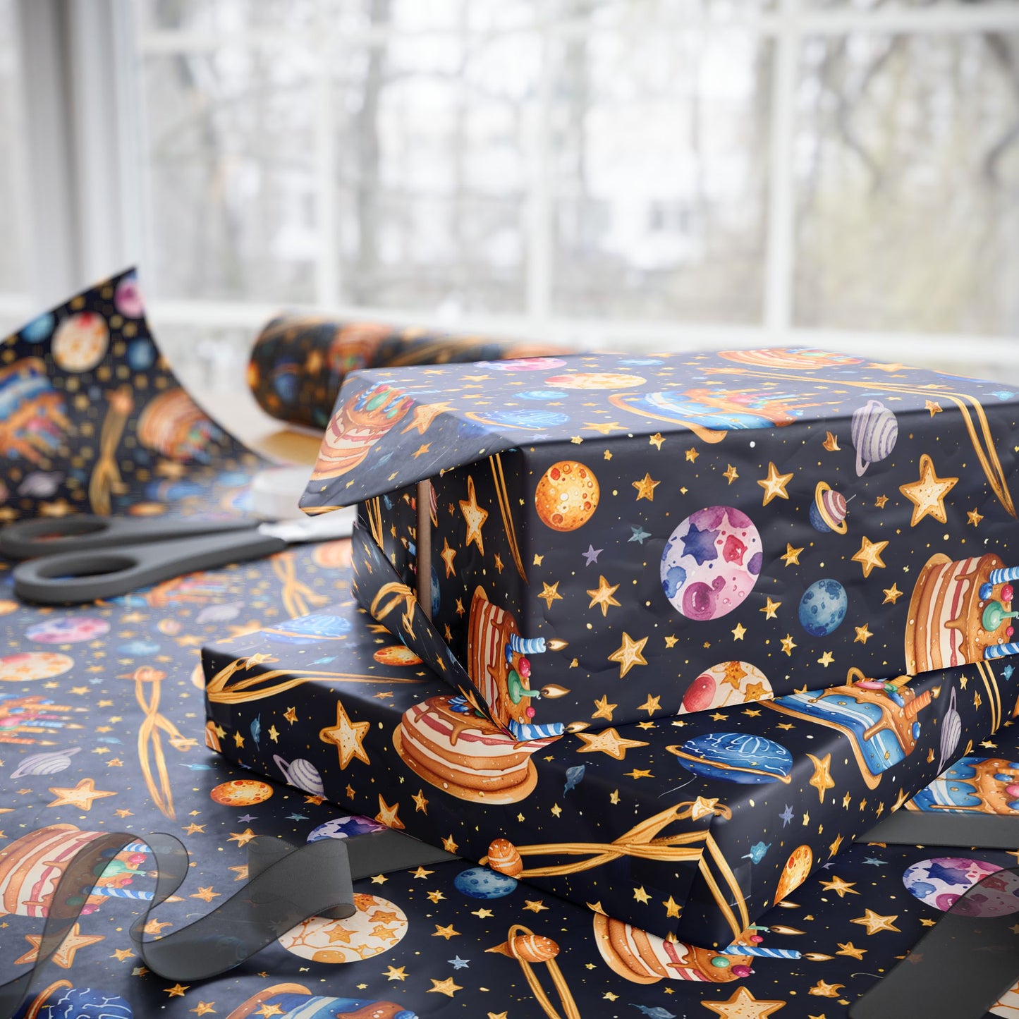 Space and Cake Design Gift Wrap