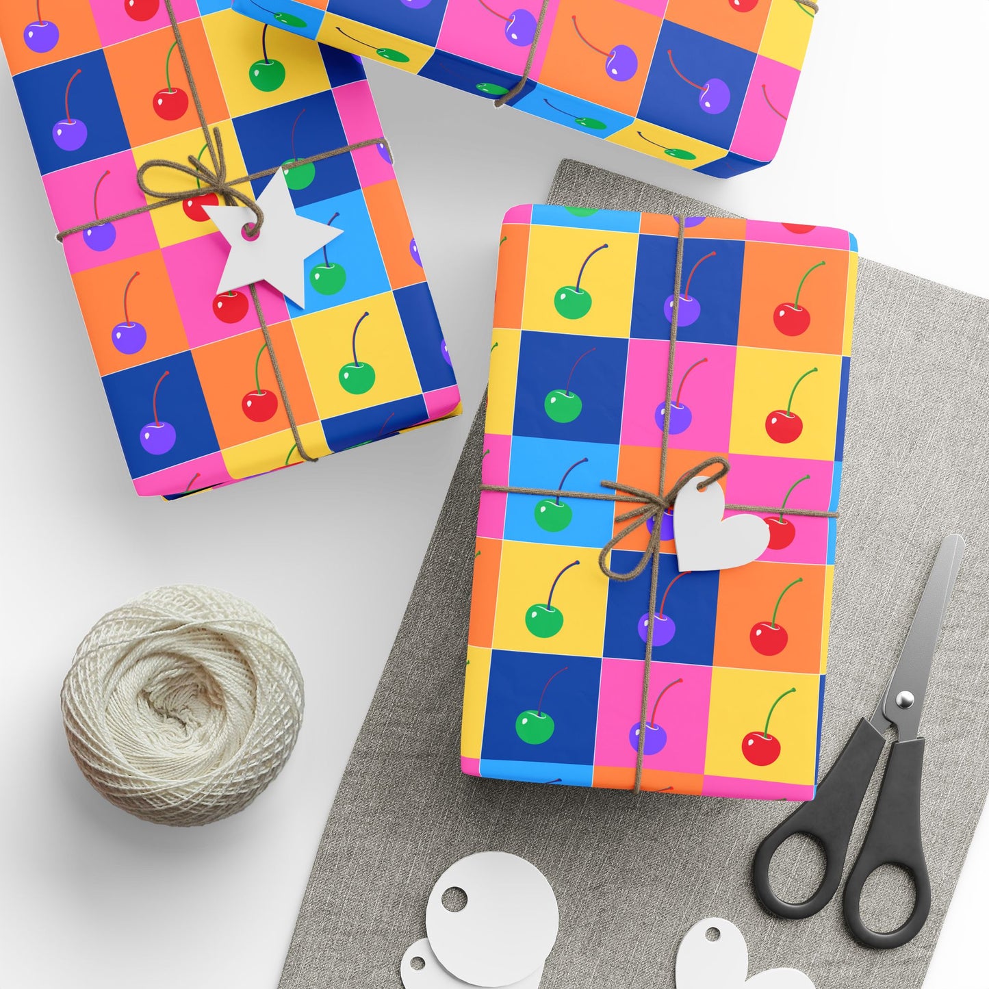 Colorful Cherry Wrapping Paper - Lokipawz