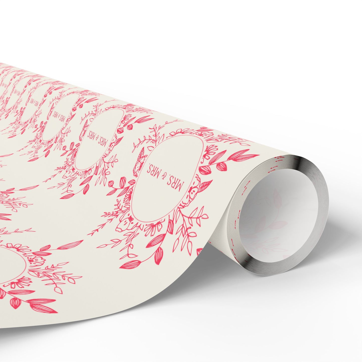 Charming Mrs & Mrs Pink and White Wrapping Paper